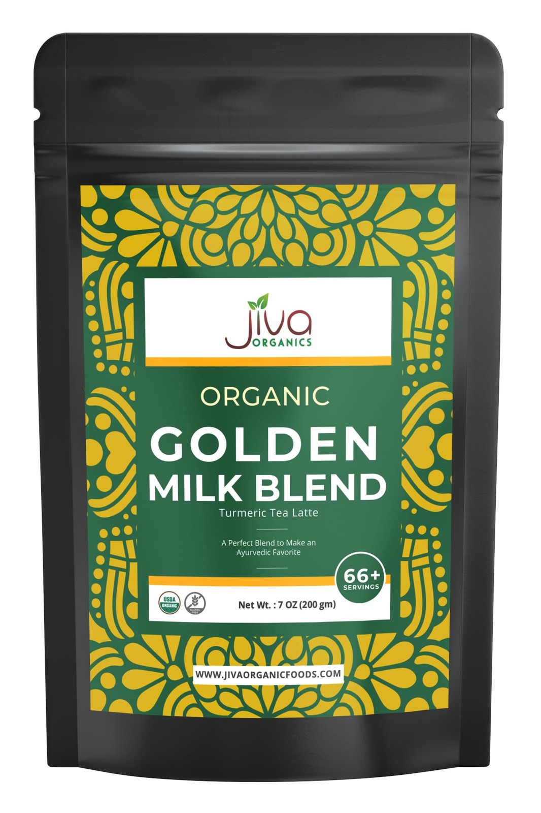 Jiva Organics Turmeric Tea Latte – Golden Milk Powder 7 Ounce Bag – Pack of 1