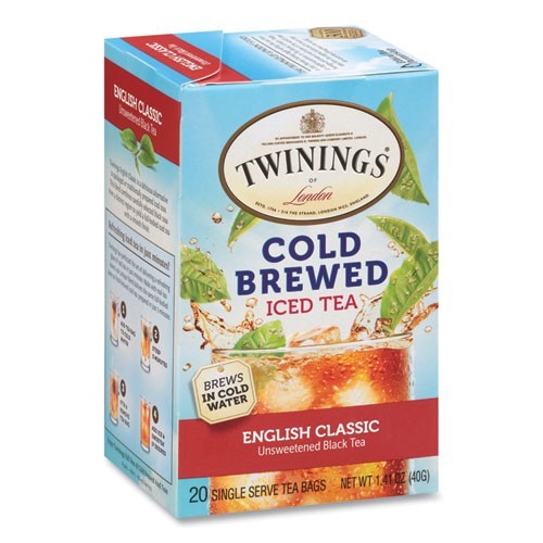 TWININGS Cold Brew Iced Tea Bags, English Classic, 0.07 oz, 20/Box, 2 Boxes/Pack