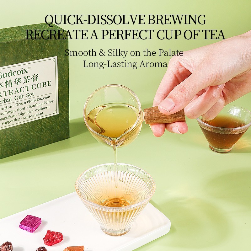Herbal Tea Extract Cube Gift Set 4 Flavors Concentrated Tea Cubes Premium Box