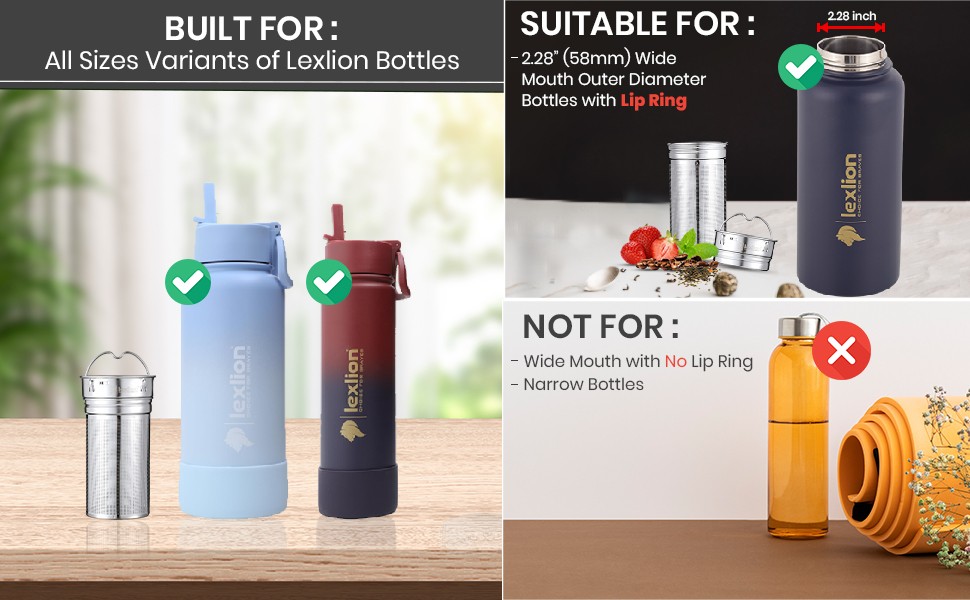 Lexlion Water Bottle Tea Infuser for Loose Leaf Brewing – Reusable & Portable