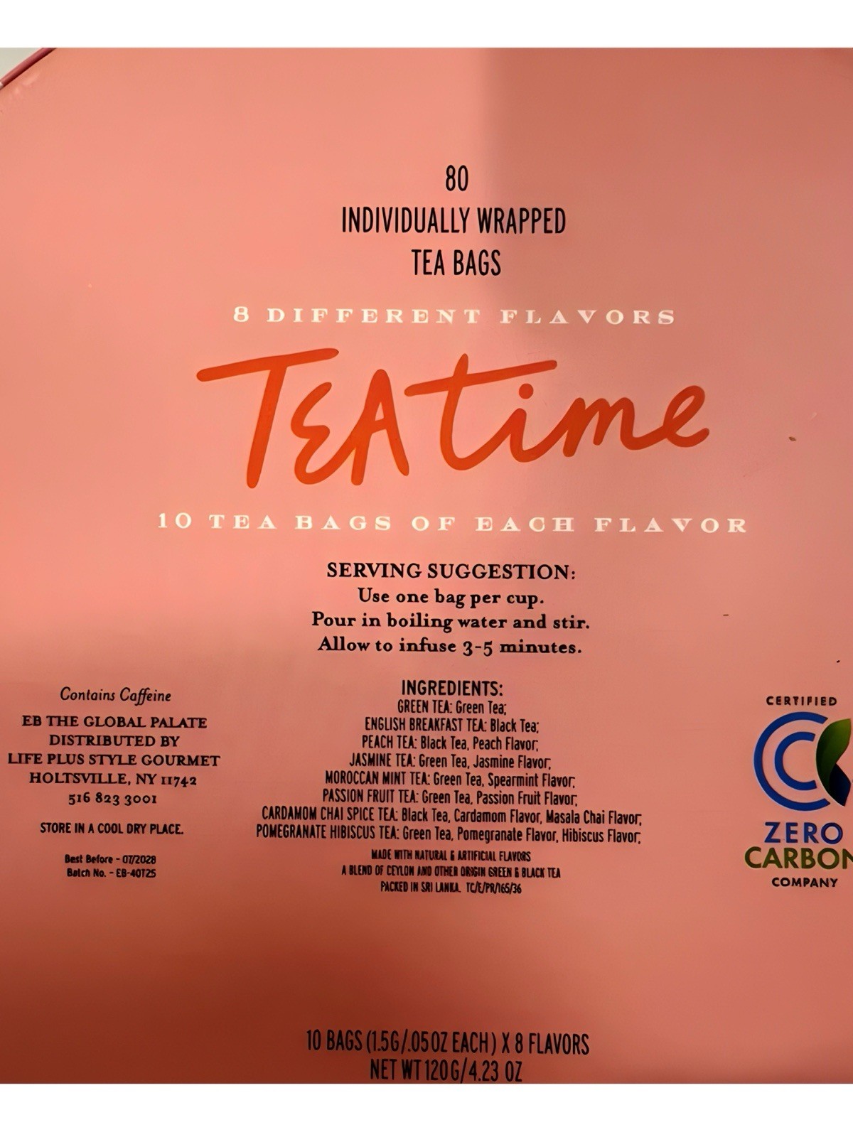 Tea Time Gift Set 80 Tea Bags 8 Flavors Assorted Wrapped Teas Gift Box