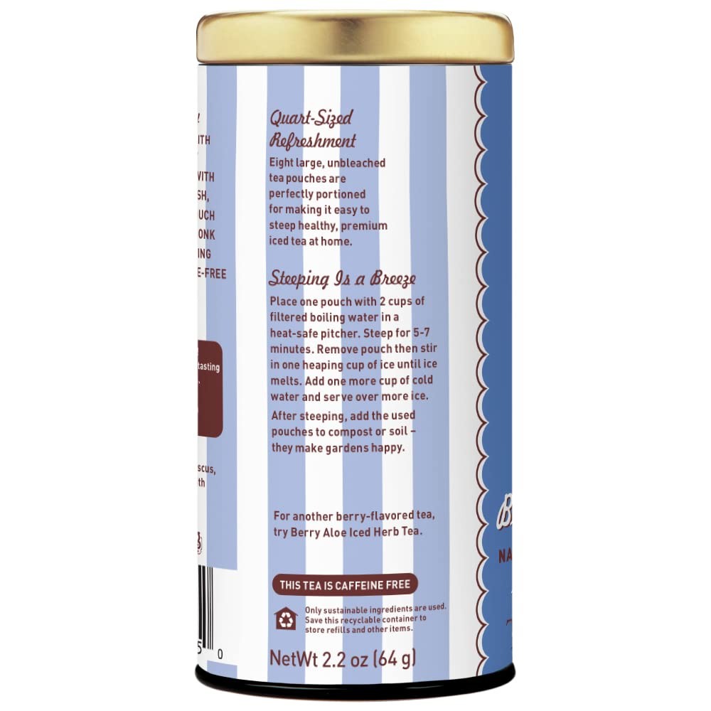– Blueberry Hibiscus Iced Tea, 8 Tea Bags, Herbal Tea, Caffeine Free