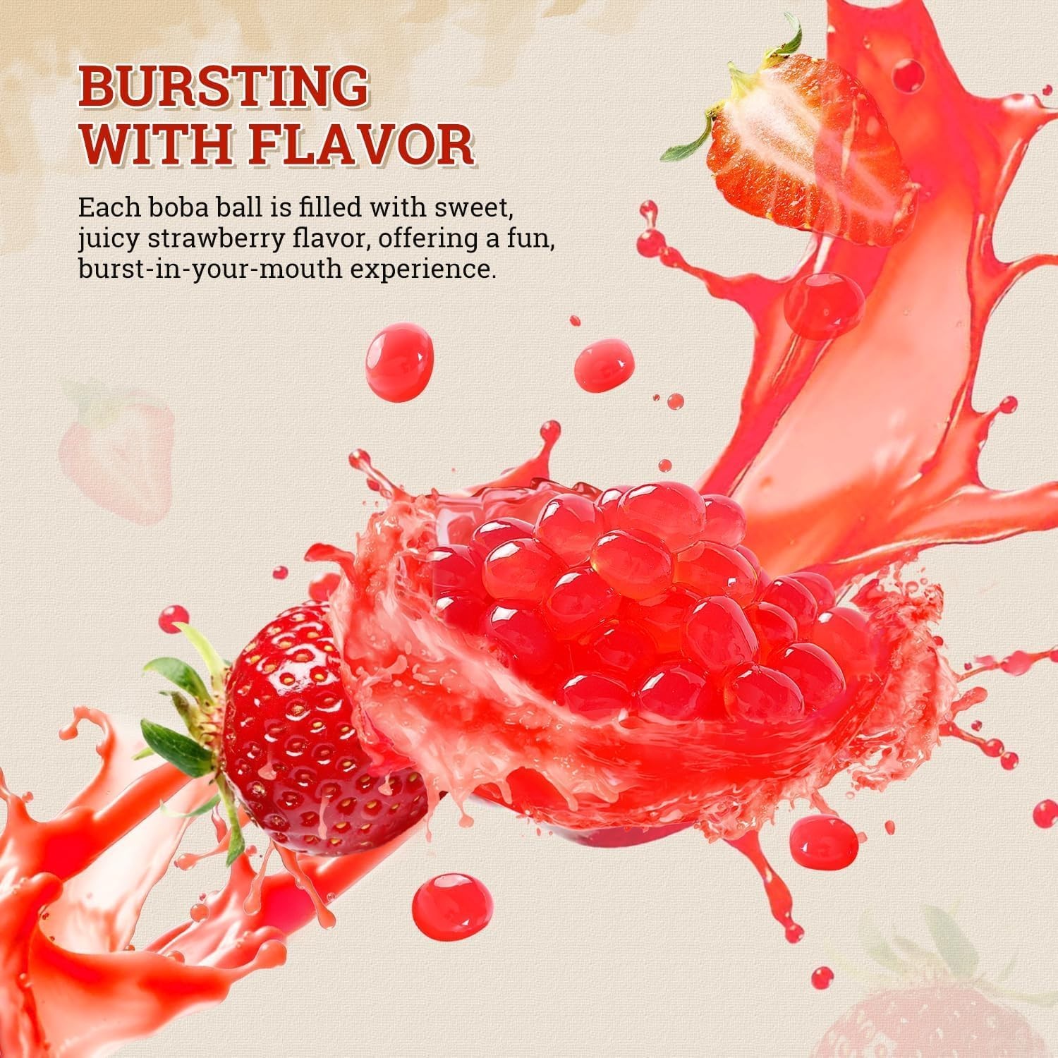 52USA Strawberry Popping Boba 500g, Popping Pearls for Bubble Tea, Beverages,…