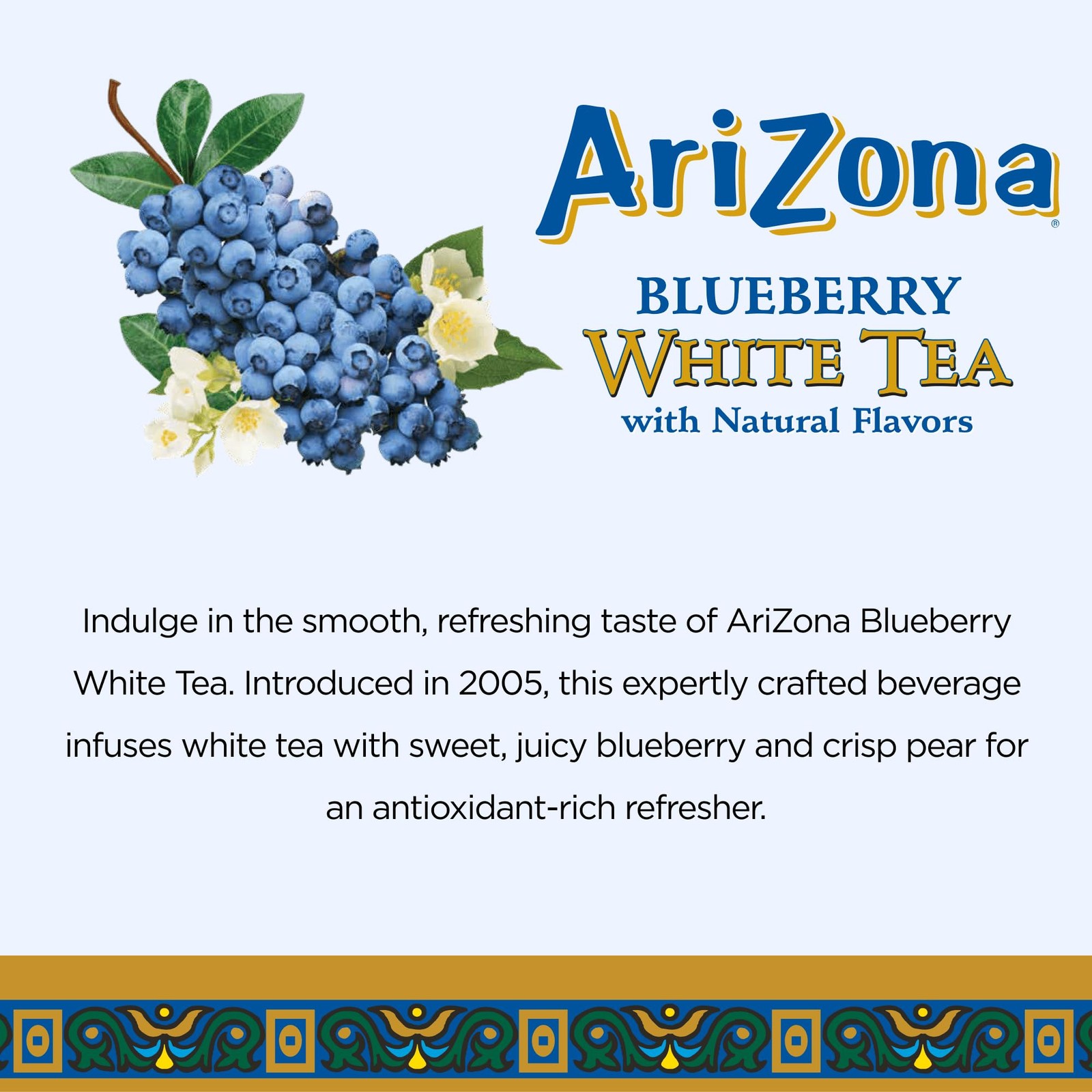 AriZona Blueberry White Tea – Big Can, 22 Fl Oz (Pack of 12)