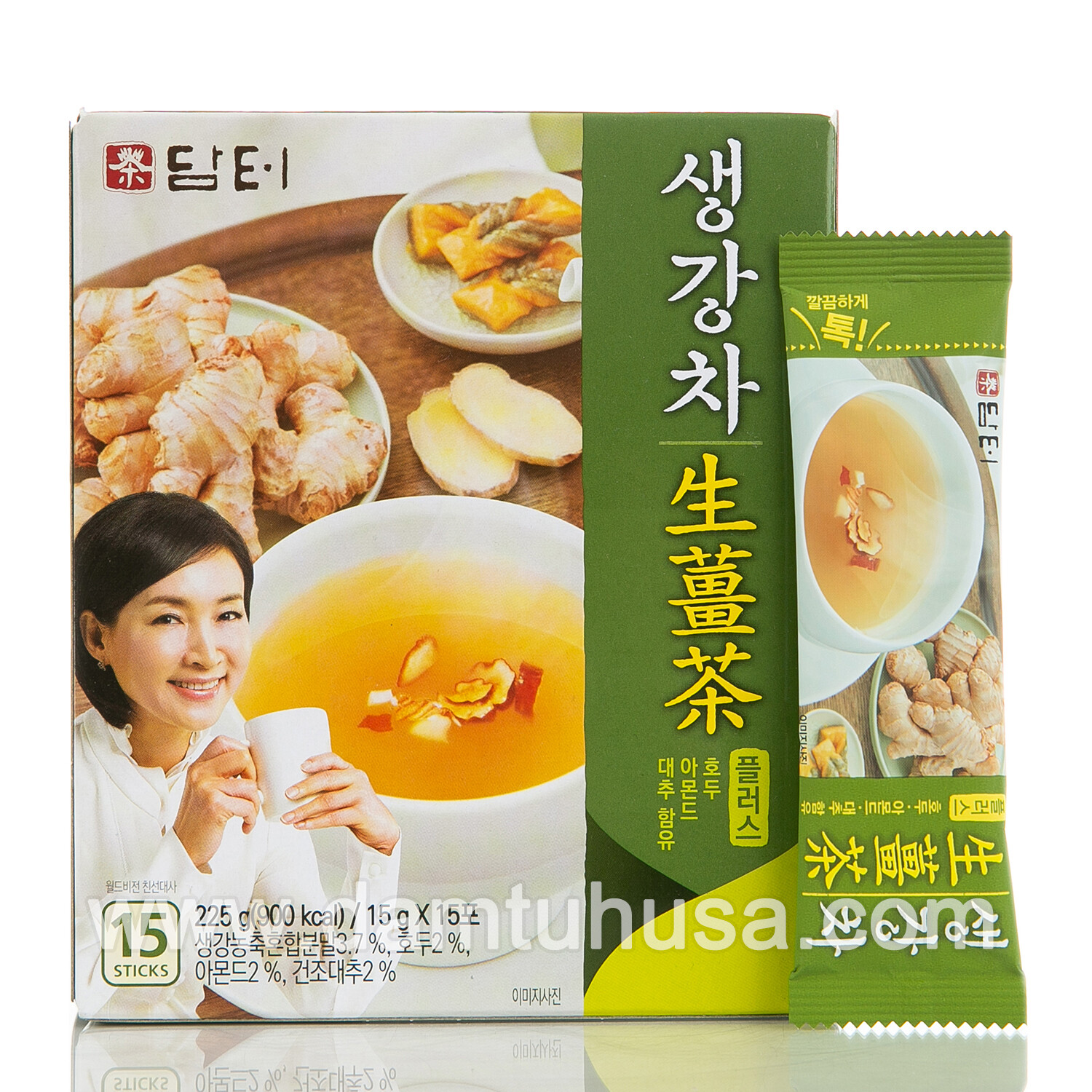 DAMTUH Korean Traditional Premium Ginger Powder Tea Plus x 15 Stick, Korean Tea