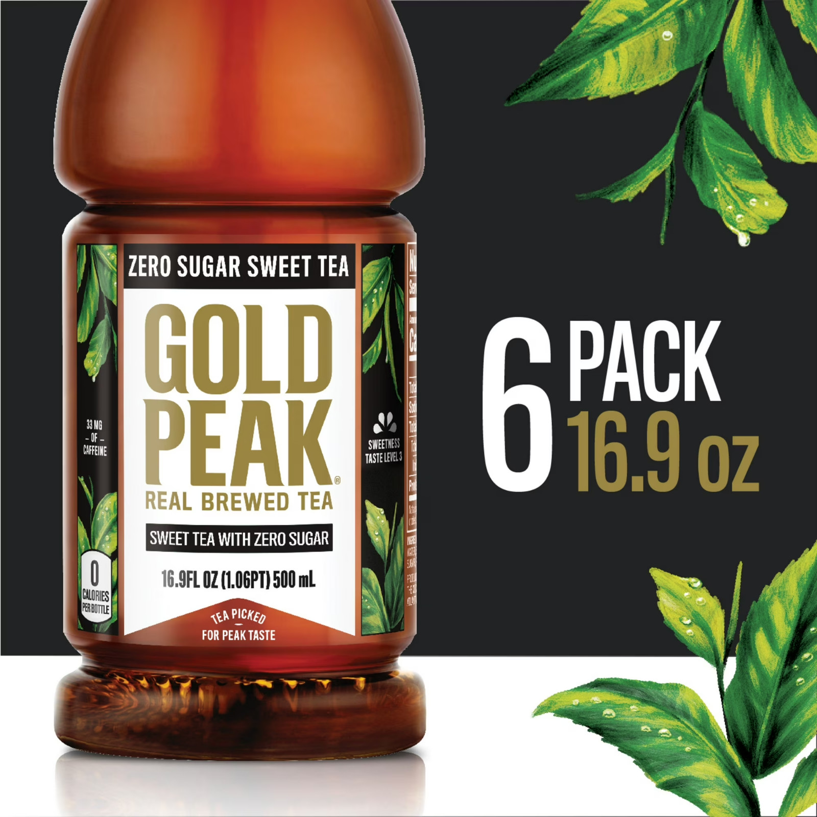 Gold Peak zero sugar sweet Tea 16.9 fl oz bottles 6 Pack………