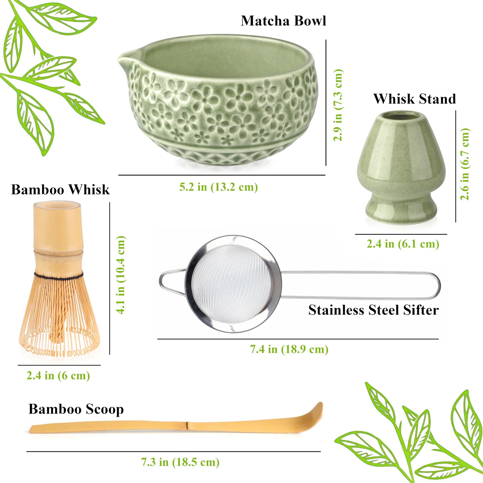 Matcha Kit – Complete Matcha Set with Bamboo Whisk, Bowl with Spout, Scoop