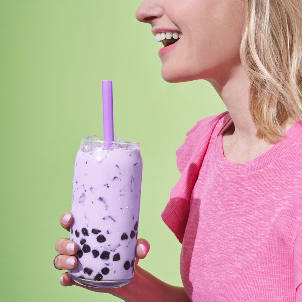 Instant Boba Taro Milk Tea, Bubble Tea Kit, 3 Drinks