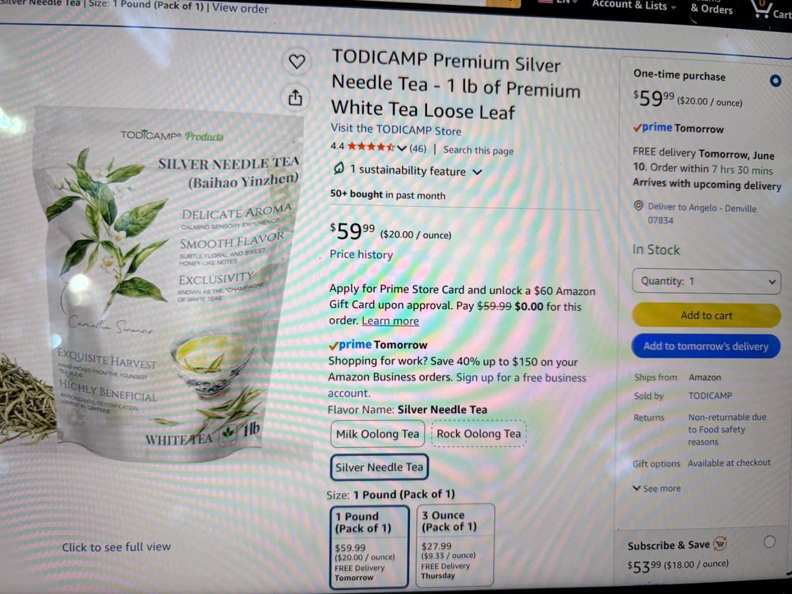 TODICAMP – SILVER NEEDLE WHITE TEA – 1 lb- BAIHAO YINZHEN – FUJIAN CHINA