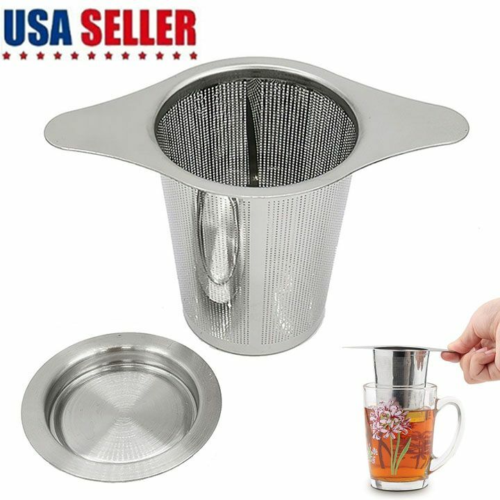 Tea Infuser Cup Mesh Tea Infuser Herb Strainer Stainless Steel Secure With Lid