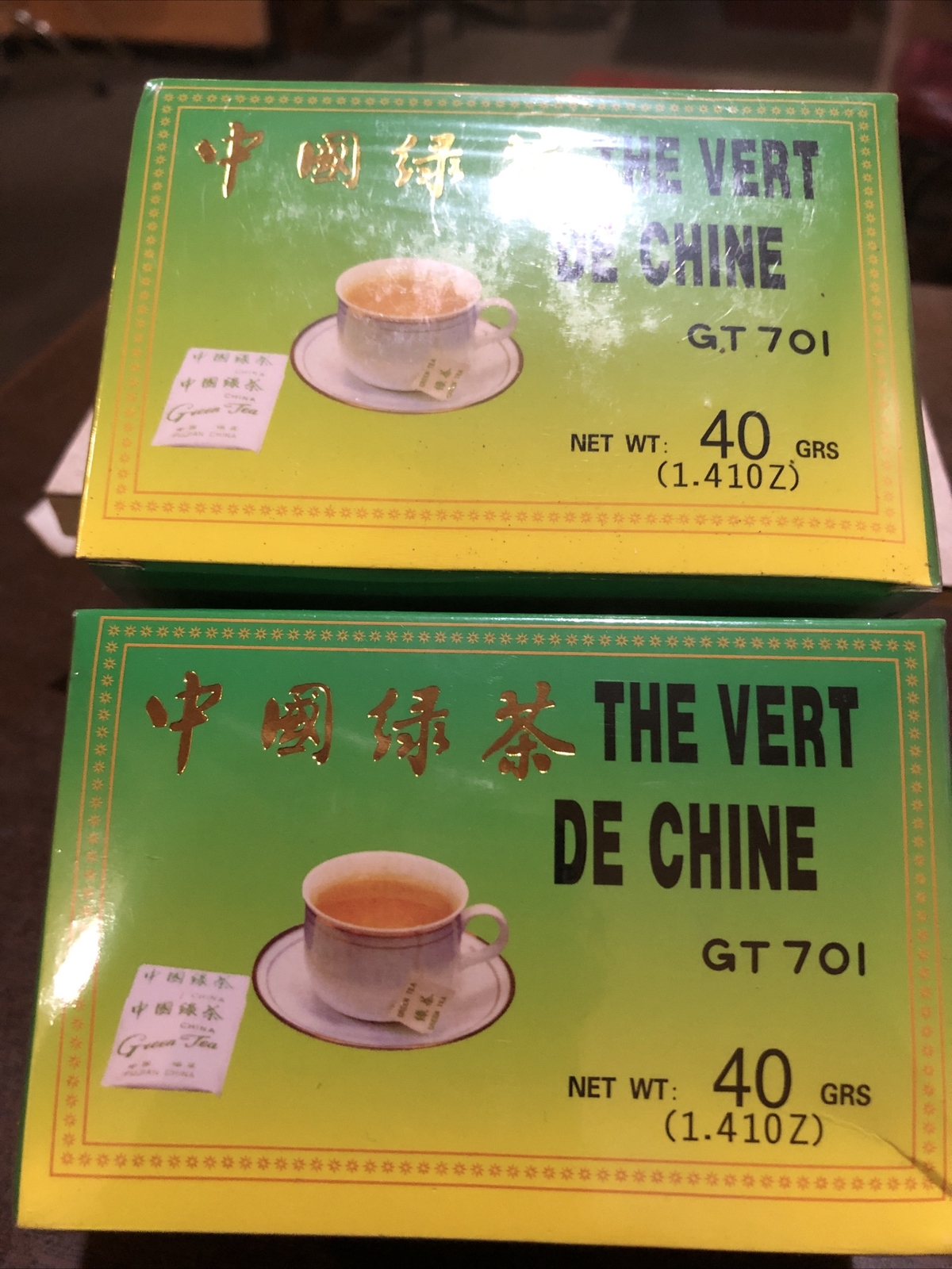 (2) Boxes of Chinese Green Tea, 20 Individual Bags (each)