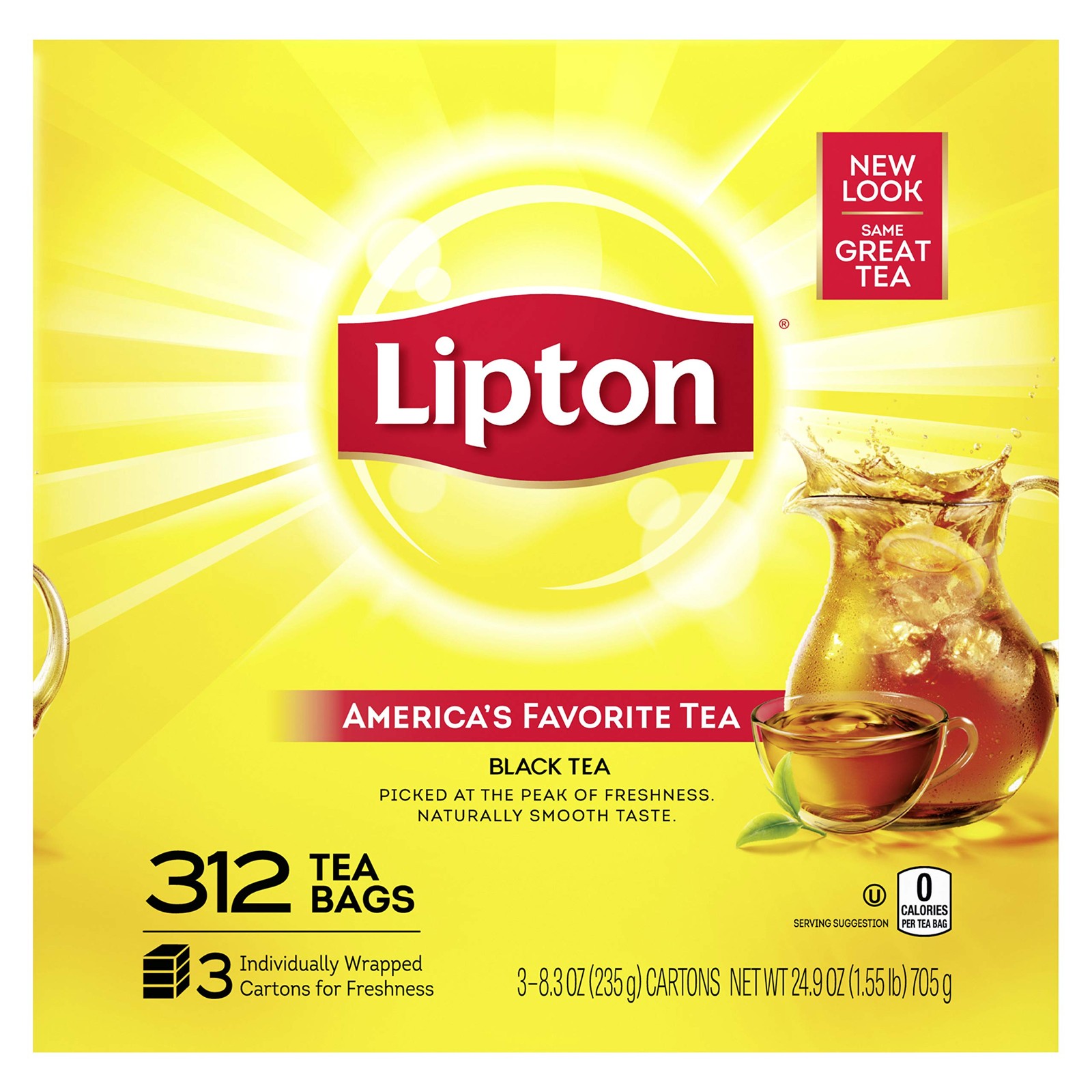 Lipton Black Tea 312 Count (Pack of 1), Yellow