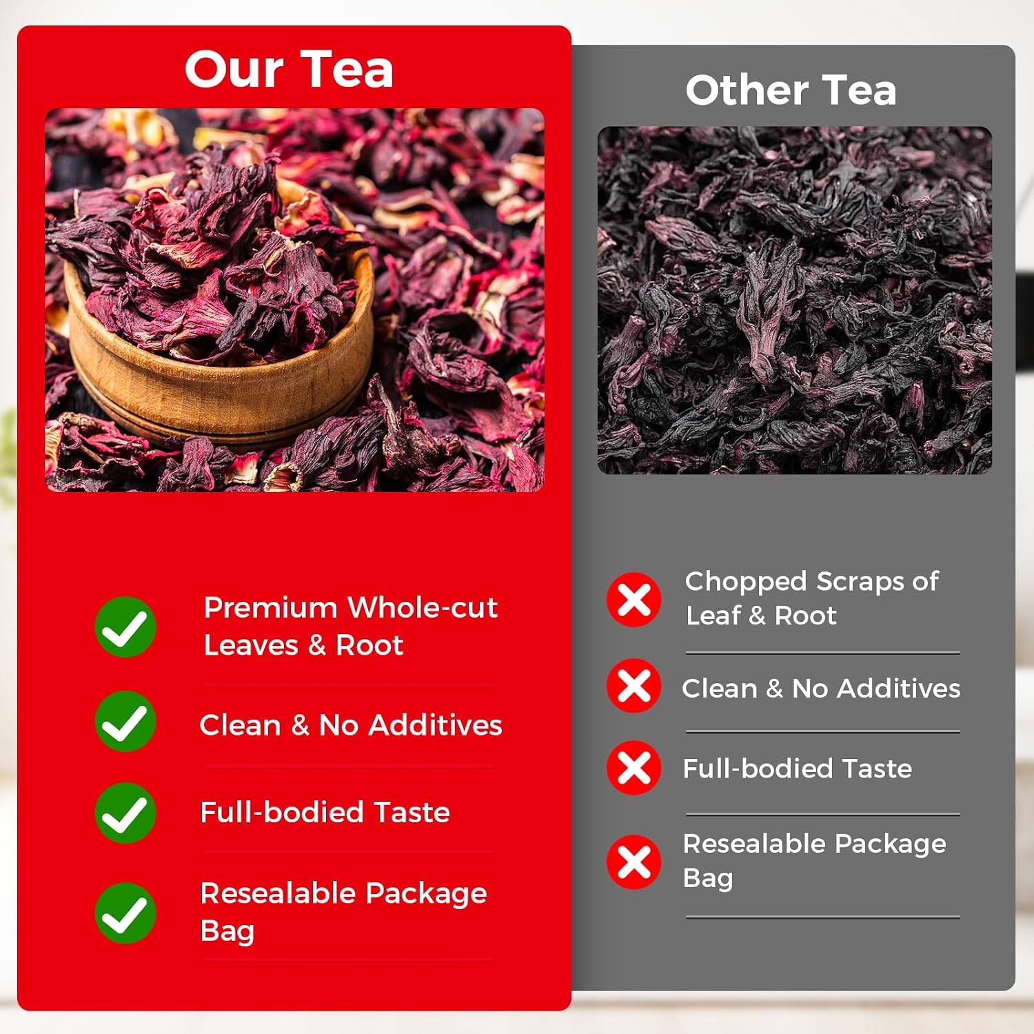 50 Premium 100% Pure Organic Hibiscus Tea Bags Natural Herbal Tea