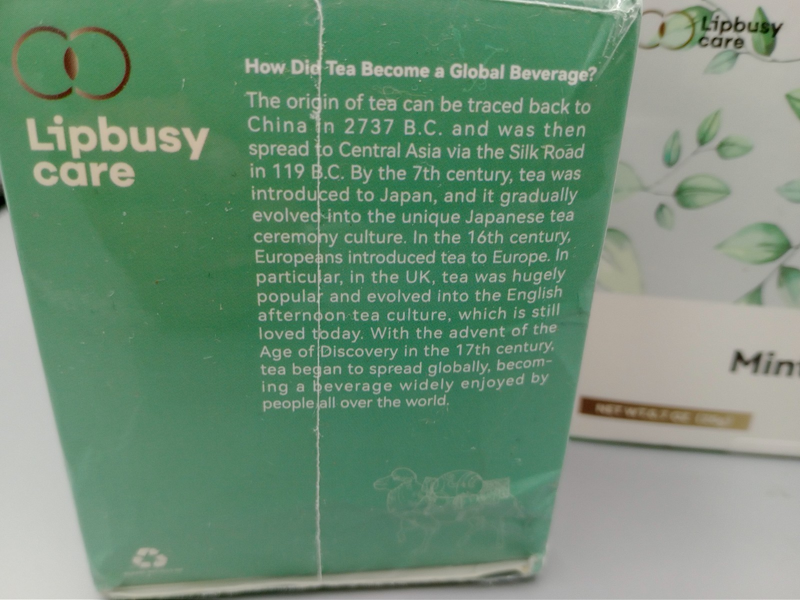 Lot of 4 – Lipbusy Care Organic Mint Green Tea Bags 10 x 4 Boxes = 40 Count