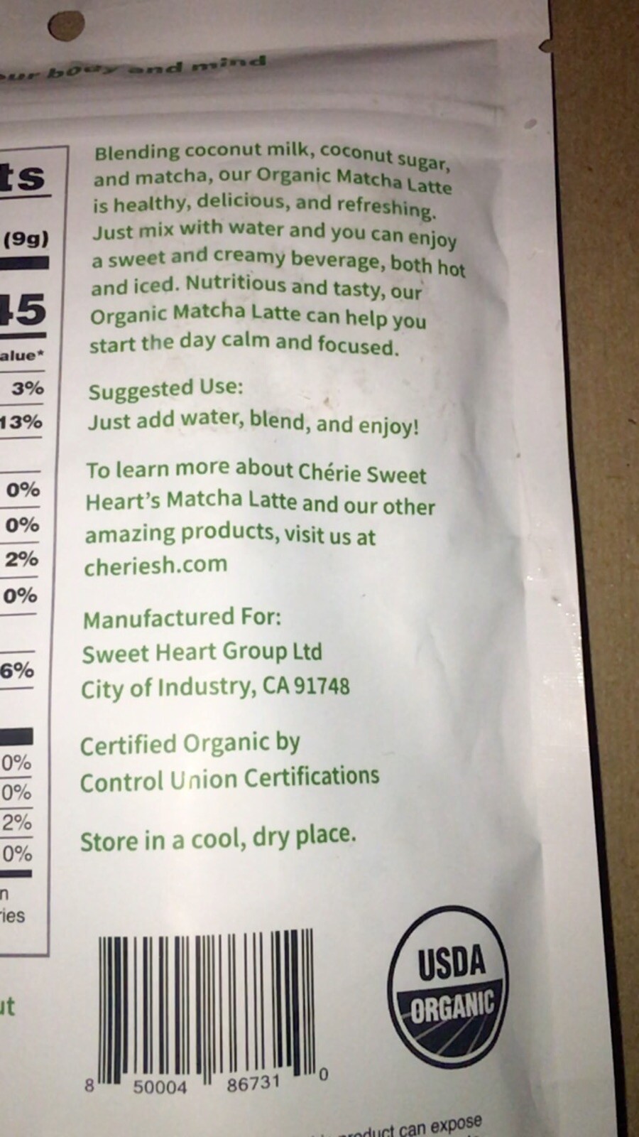 5X Lot Cherie Sweet Heart Match Latte Sweetened With Coconut Sugar 8oz Ex 02/26