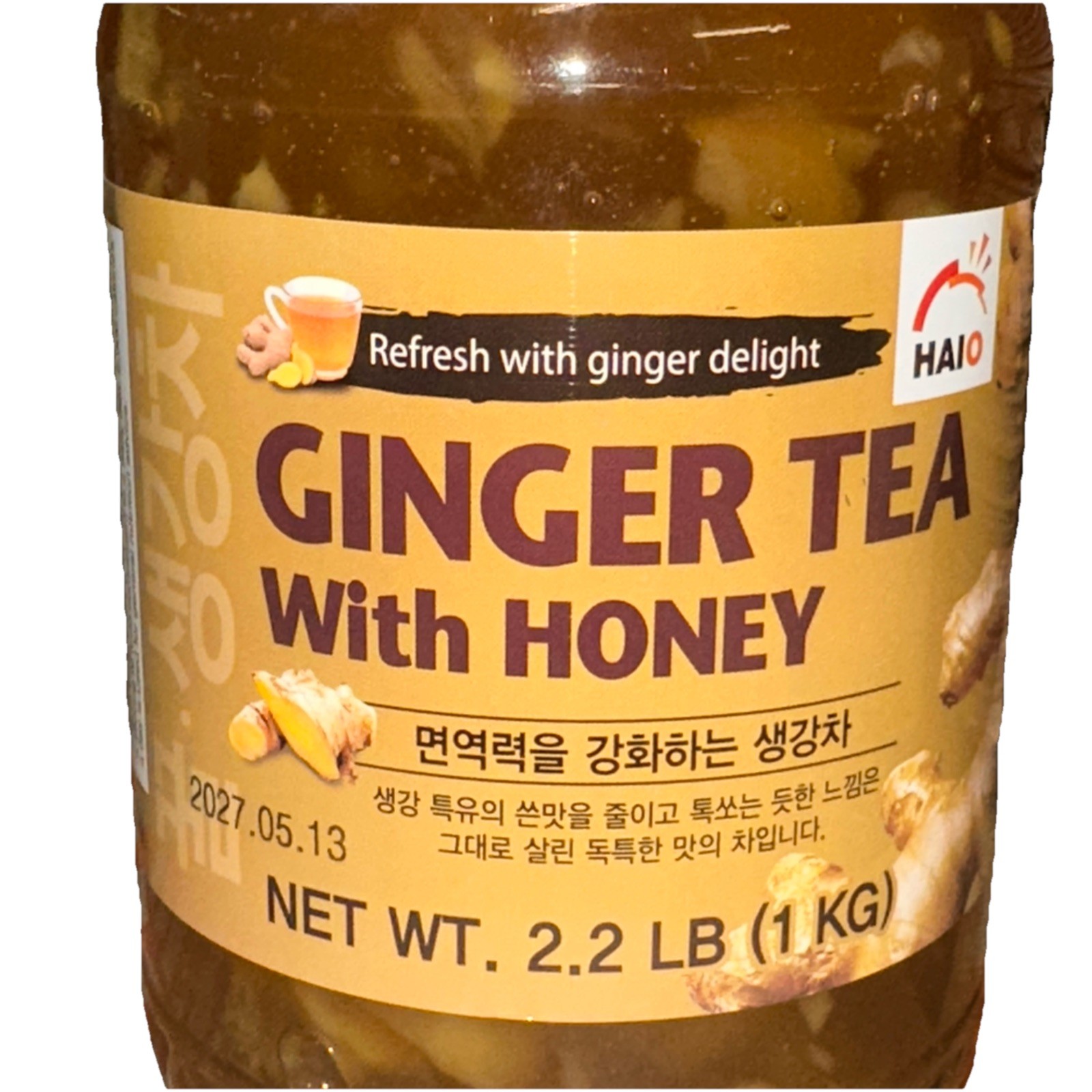Haio Ginger Tea with Honey Product of Korea 2.2 lbs (1 kg) ( 1 Jar)