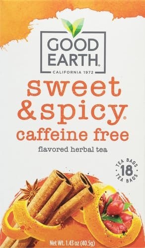 Good Earth Sweet And Spicy Herbal Tea Bags 18 Count Gluten Free Caffeine Free