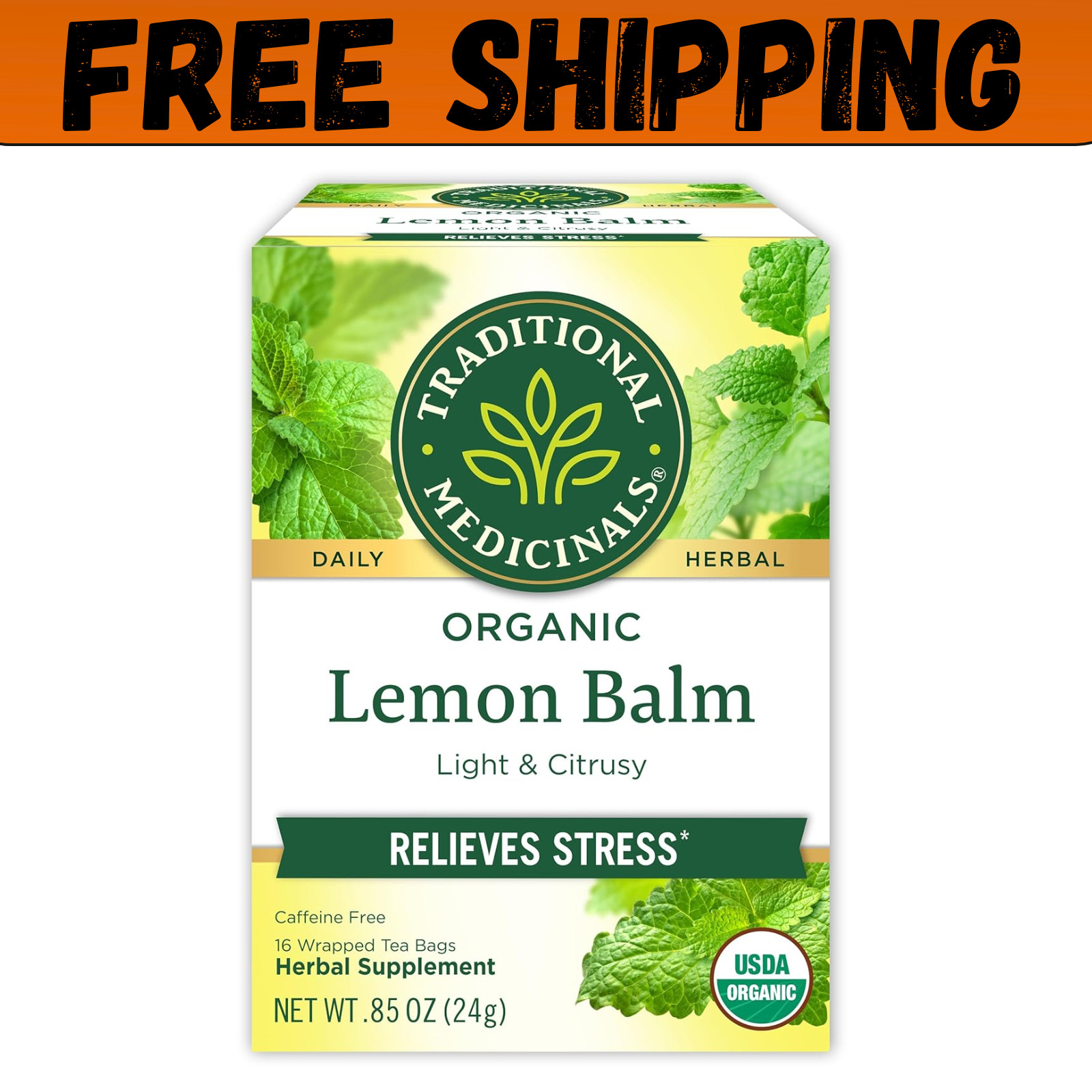 Traditional Medicinals Organic Lemon Balm Tea, 16 Tea Bags