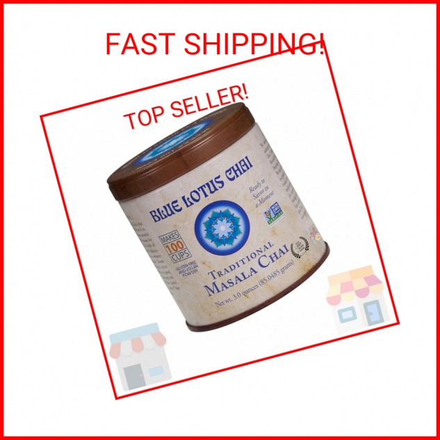 Blue Lotus Chai Tea – Traditional Masala Chai – Makes 100 Cups – 3 Ounce Masala