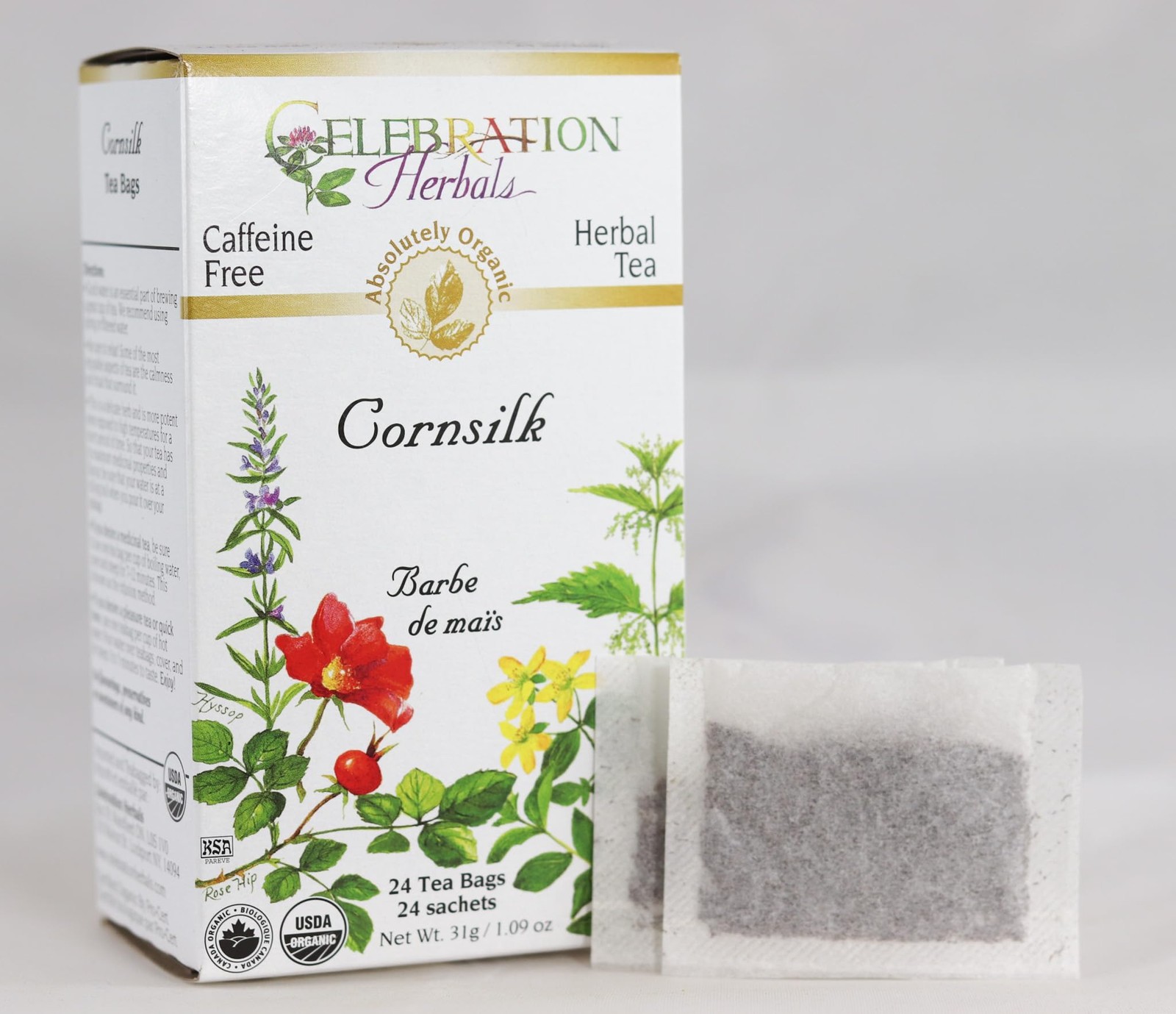 Celebration Herbals Organic Cornsilk Tea Caffeine 24 Count (Pack of 1), Green