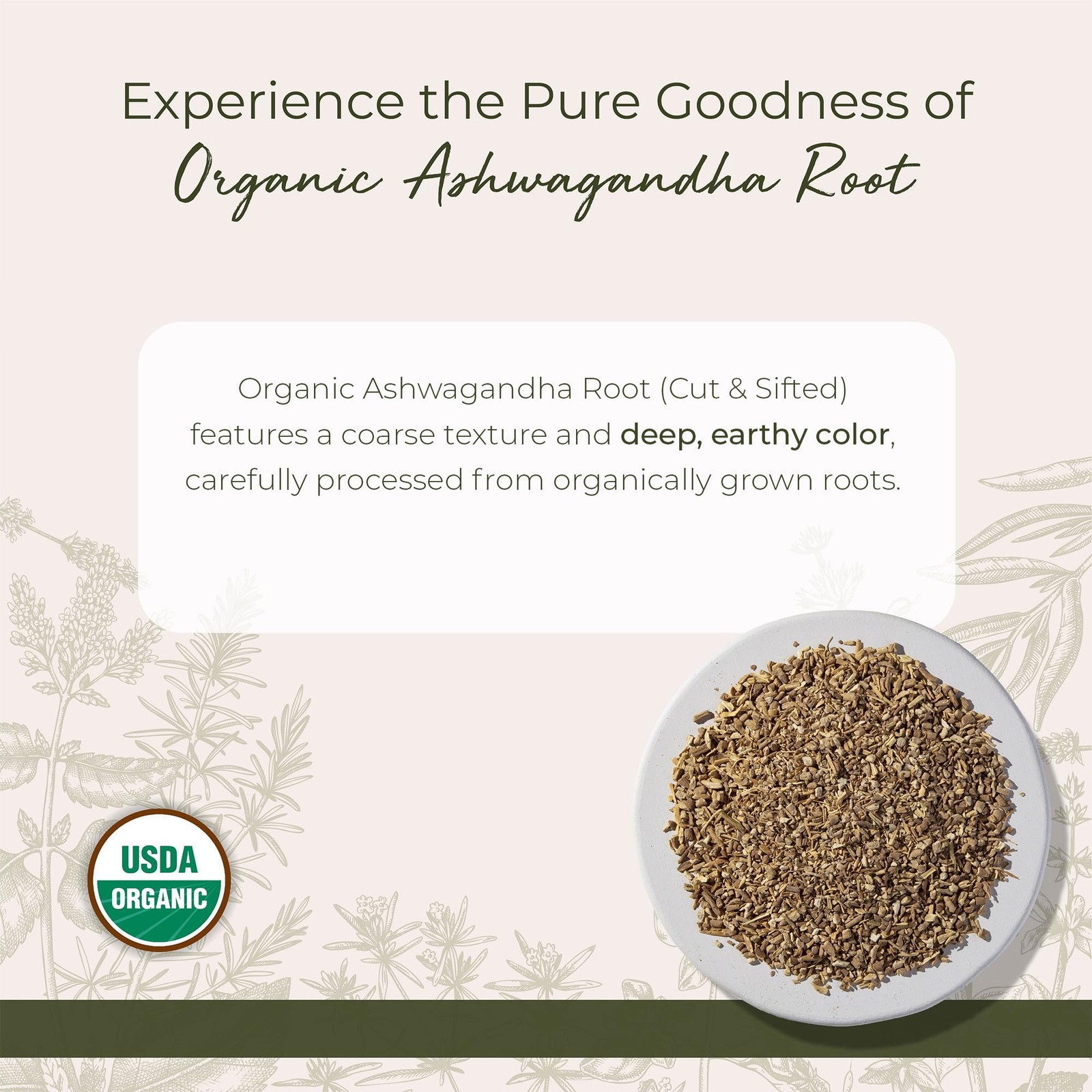 Organic Ashwagandha Root – Dried Herb 4 Ounce (Pack of 1)