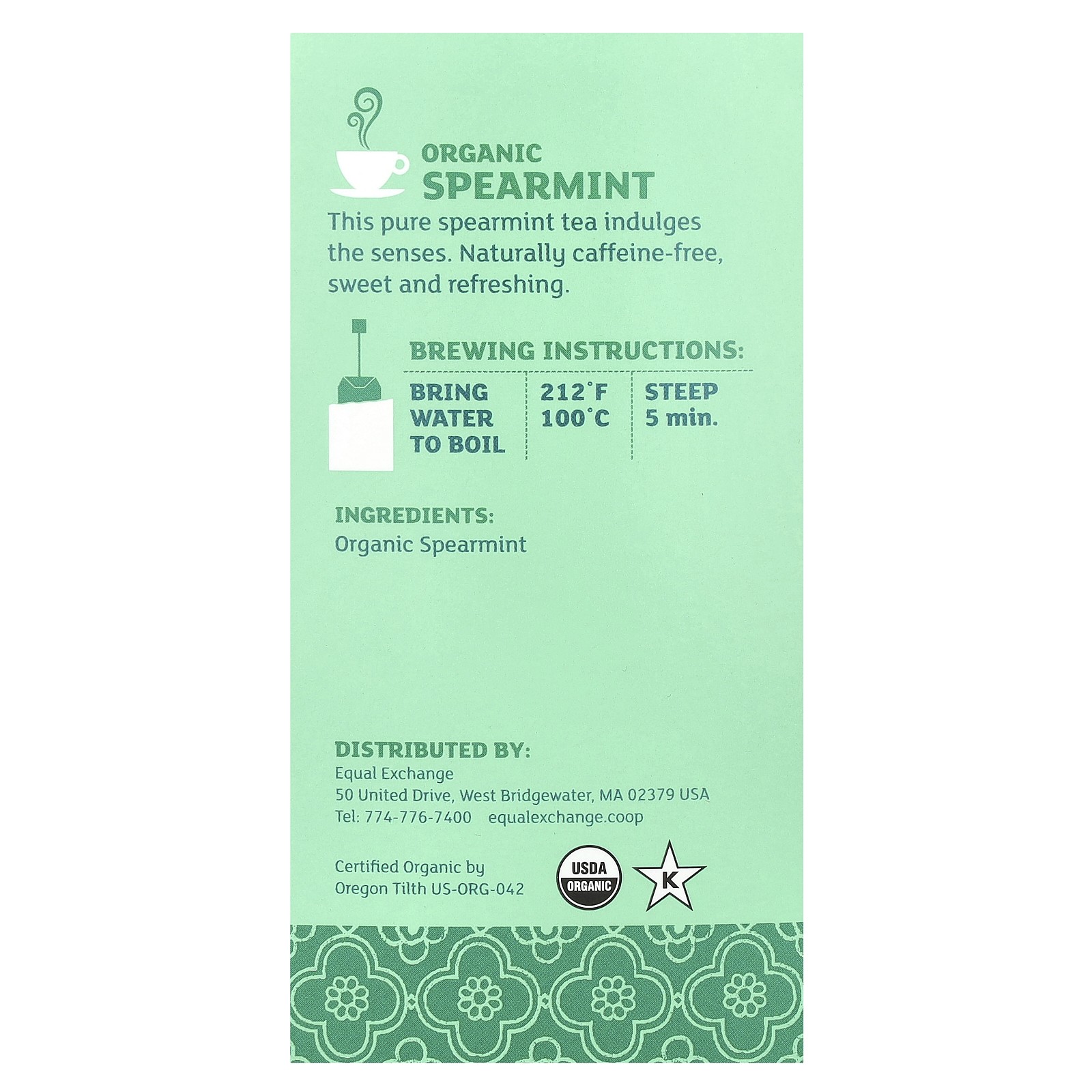Organic Herbal Tea, Spearmint, Caffeine-Free, 20 Tea Bags, 0.99 oz (28 g)