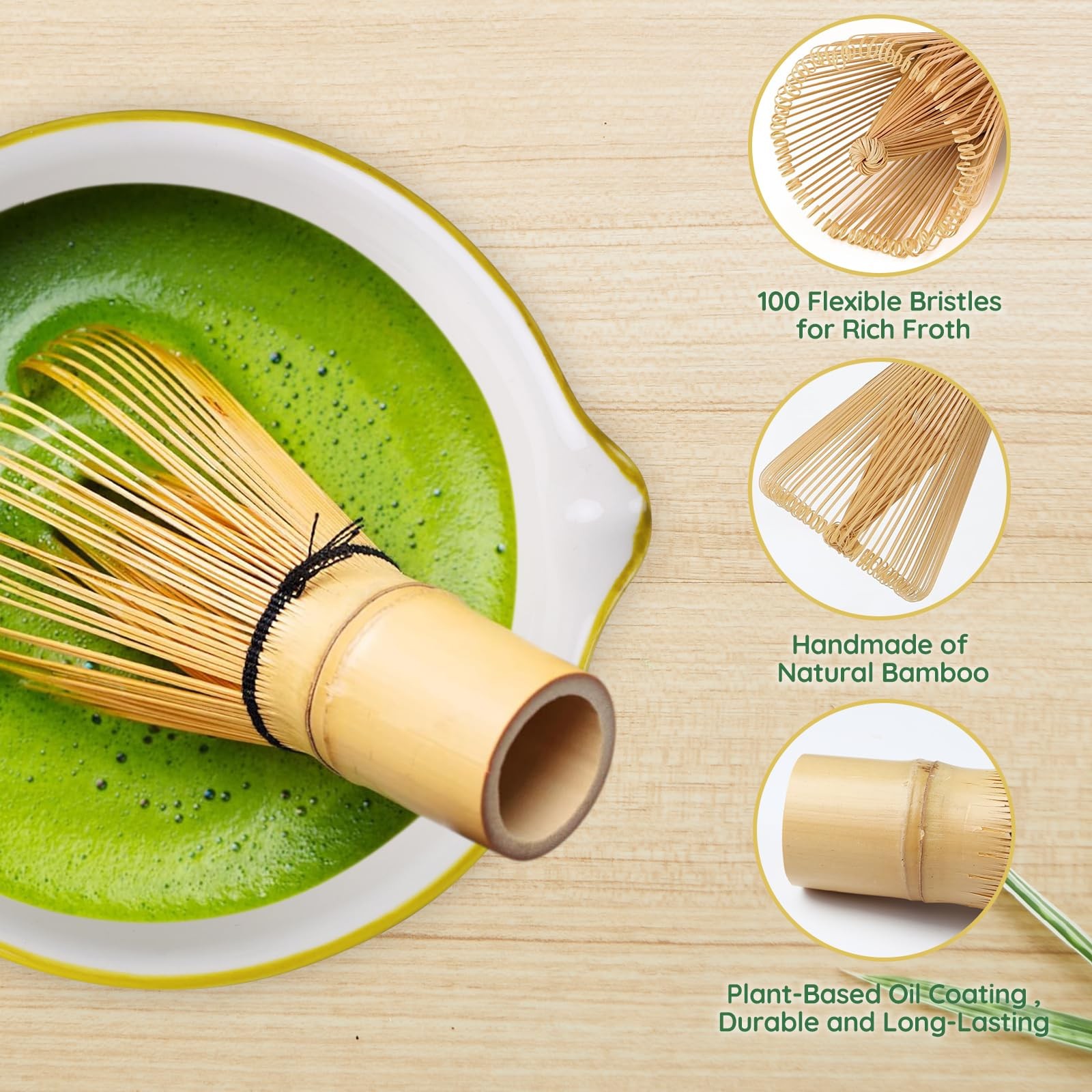 Hand-Painted Floral Matcha Ceremony Set 6 PCS Whisk Bowl Holder Scoop Rest