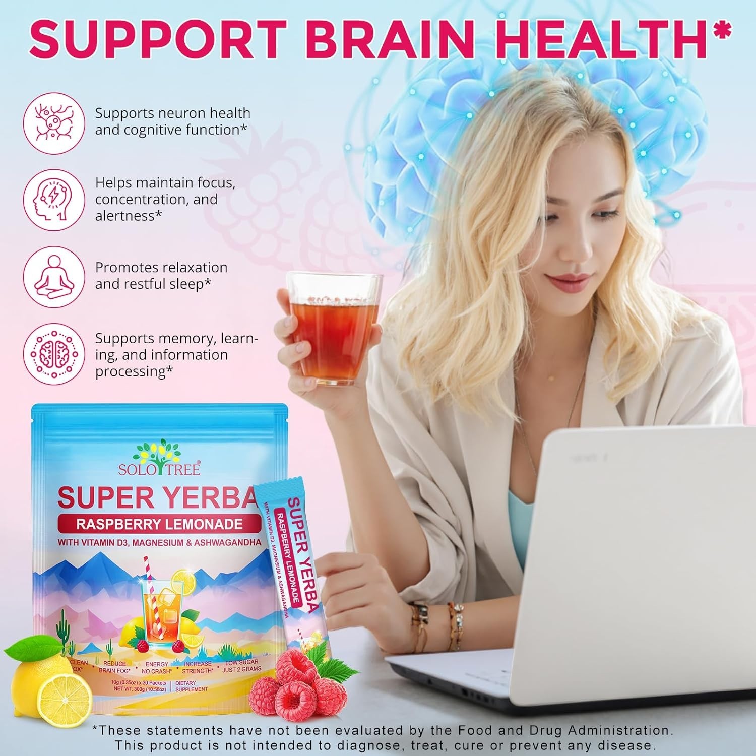 Super Yerba Mate Instant Tea Powder Energy Focus USA Made 60 Servings 2 pack