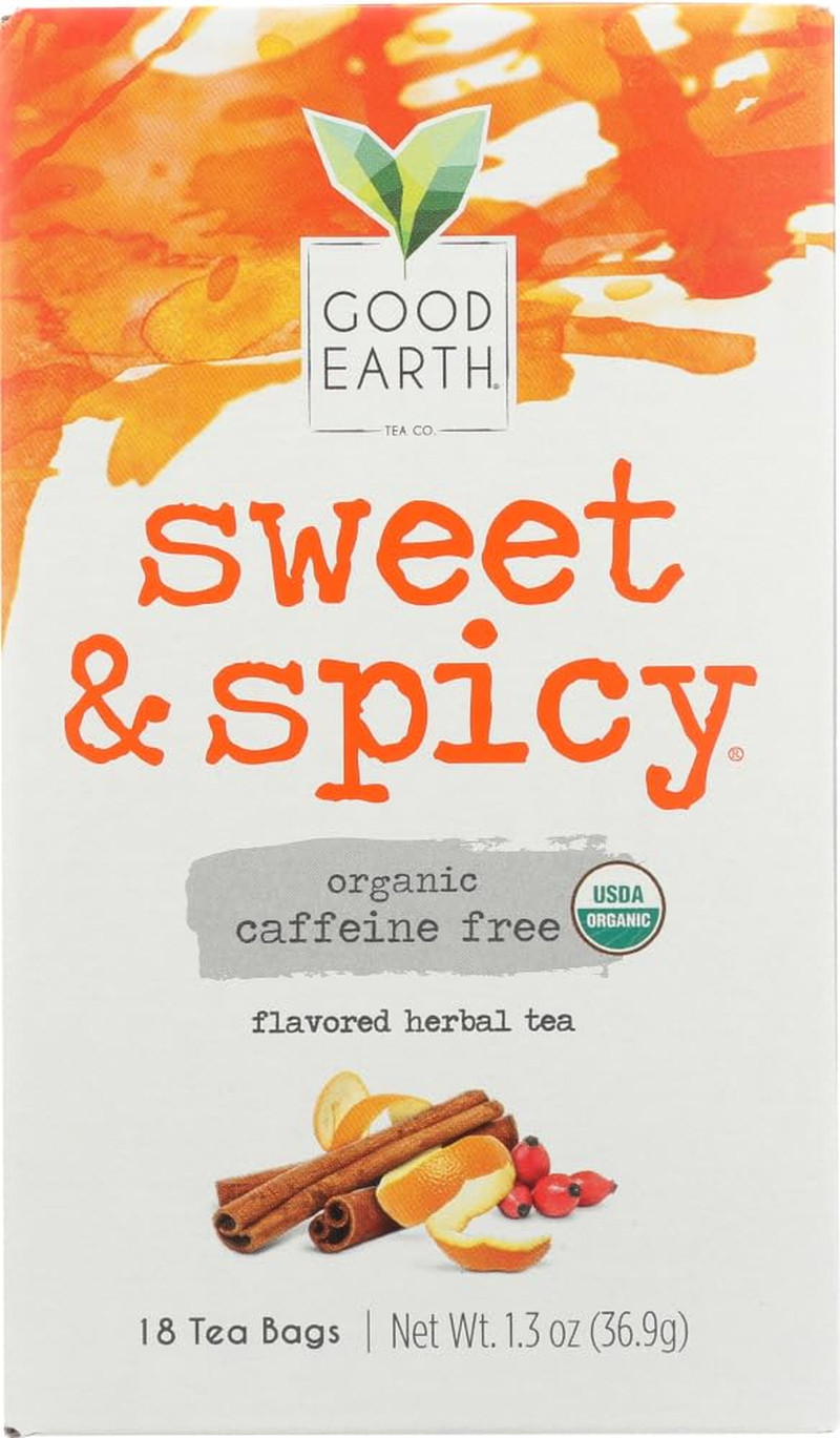 Good Earth Teas Organic Sweet and Spicy Caffeine Free Herbal ,18 Count (Pack of