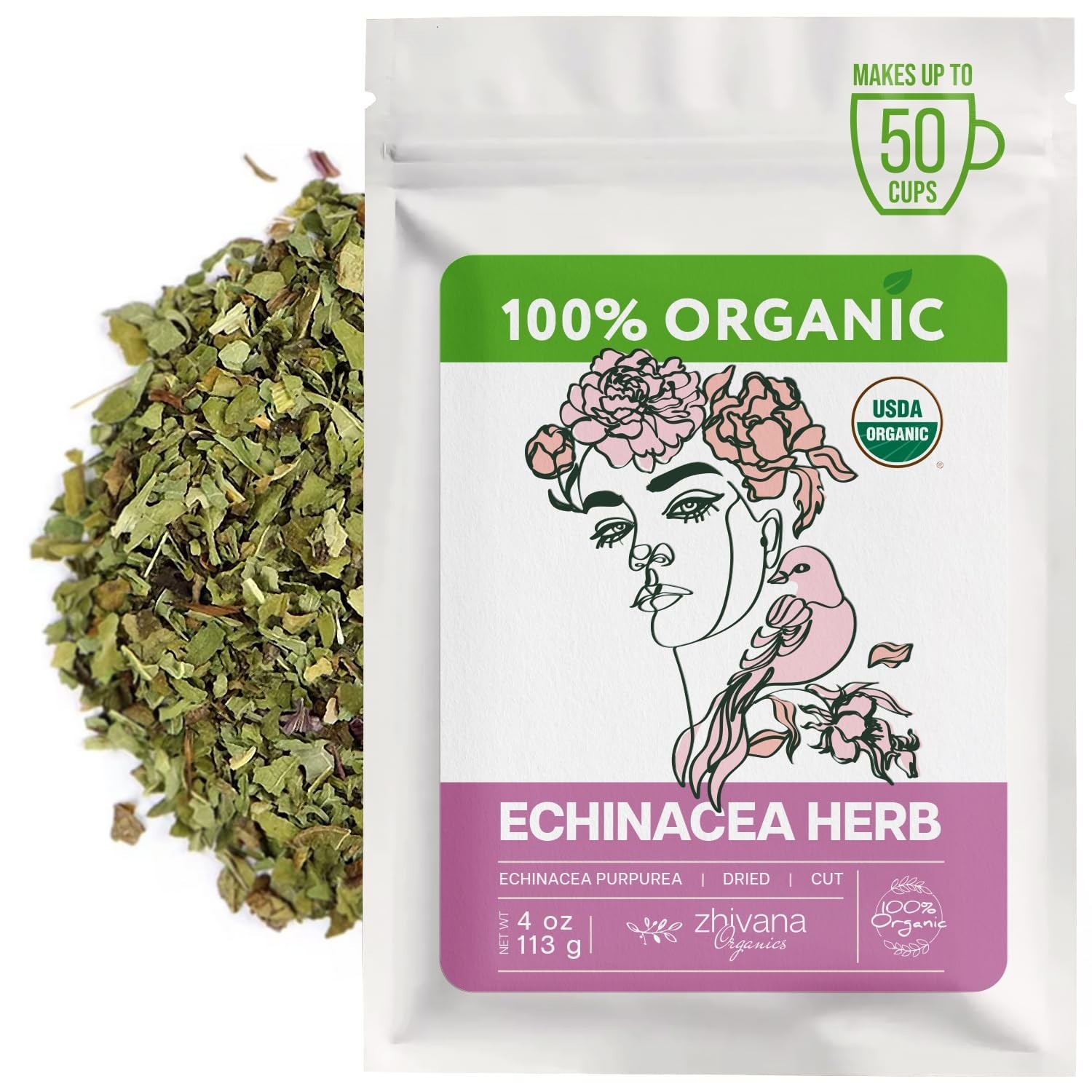 Caffeine-Free Organic Echinacea Loose Leaf Tea 4oz – Perfect for Immune Health