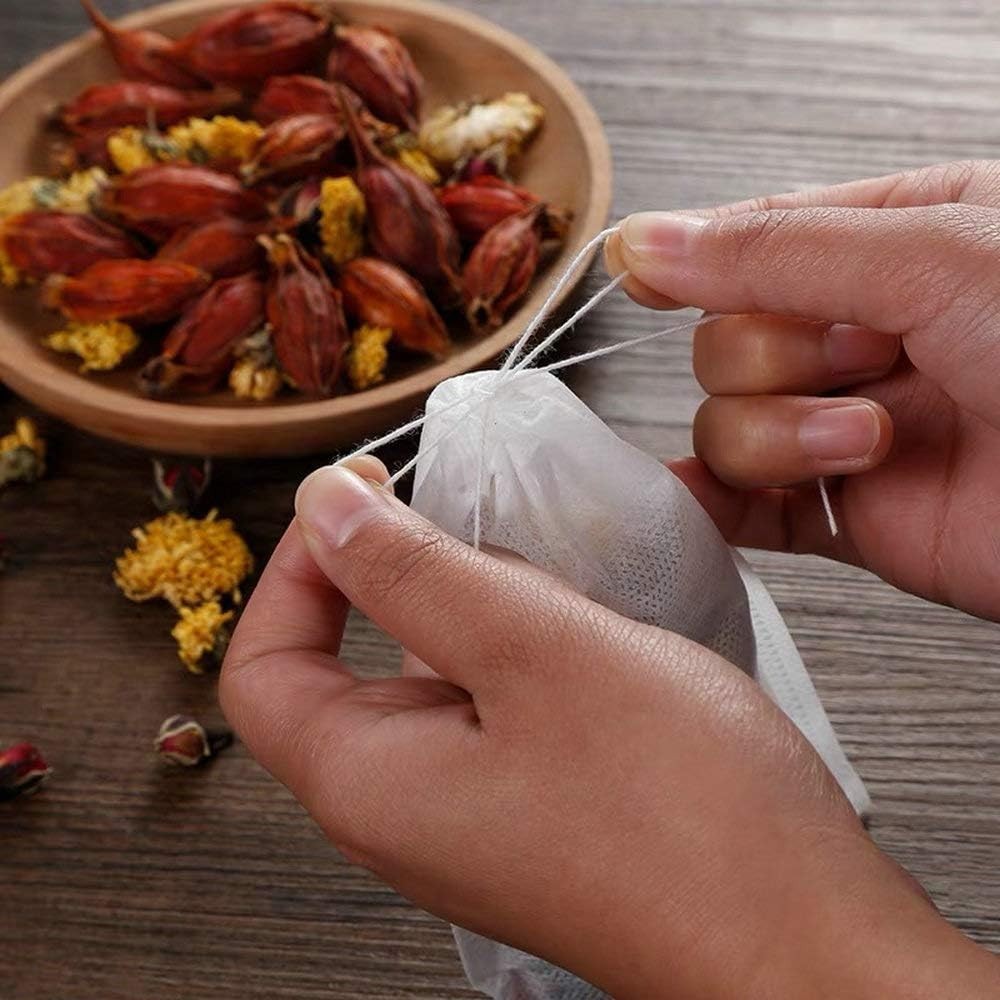 100 Pack Disposable Tea Filter Bags Tea infusers 4″ x 6″ Empty Muslin Drawstr…