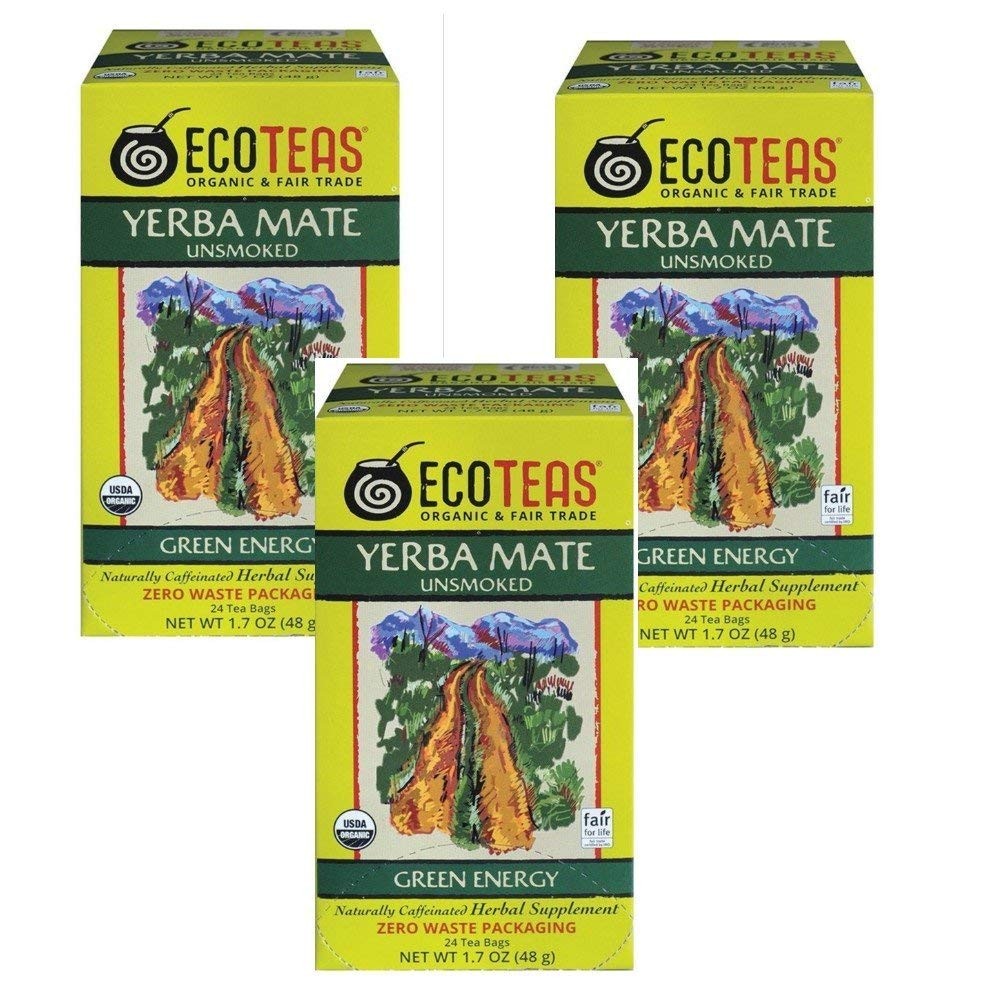 Organic Yerba Mate Unsmoked Tea 24 Bags Pack of 3