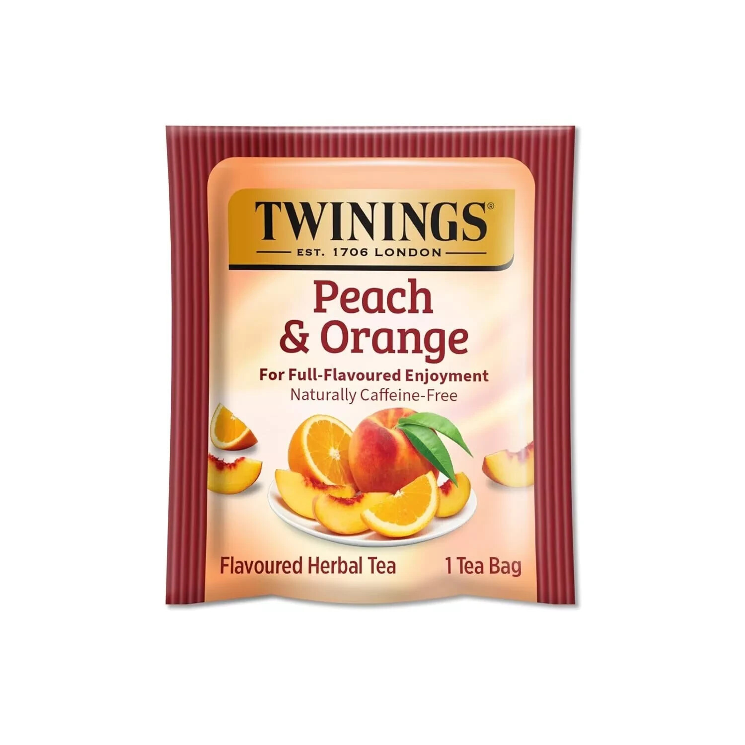 Twinings Peach & Orange Herbal Tea Bags, 20 Count, Caffeine-Free, Hot or Iced