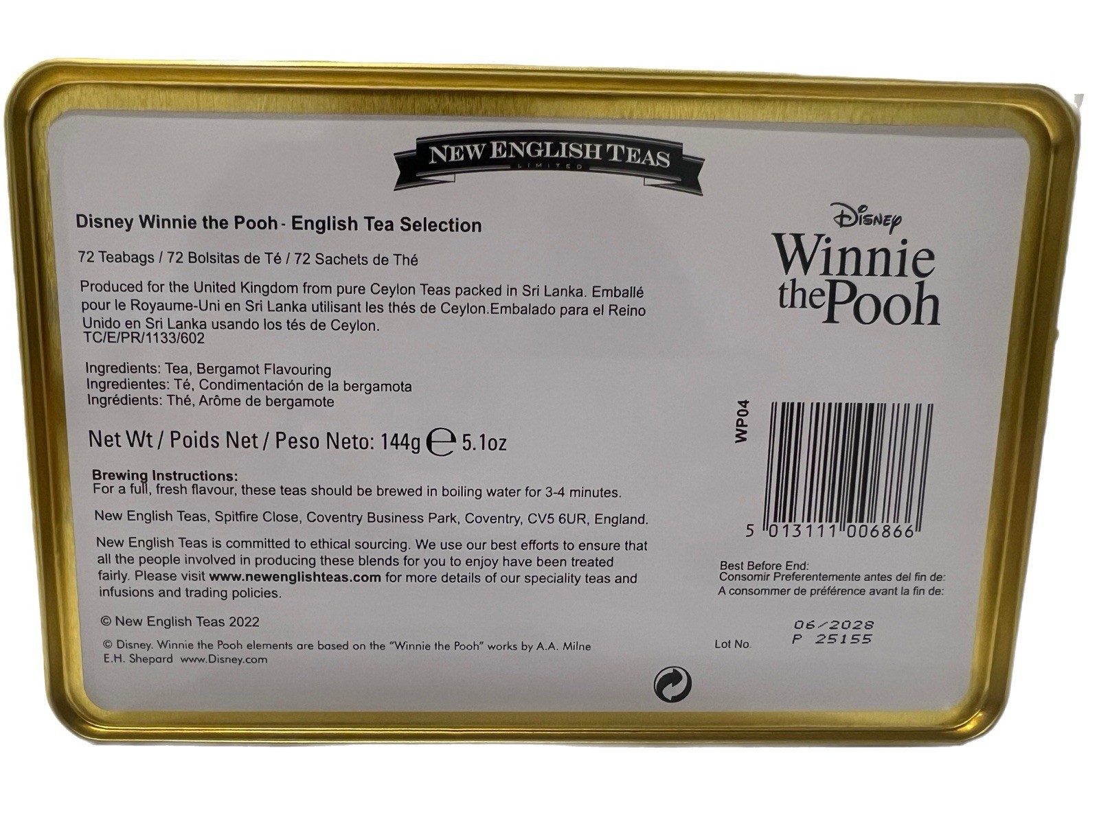 Disney Winnie the Pooh English Tea Selection Tin 72 Teabags Tea Gift