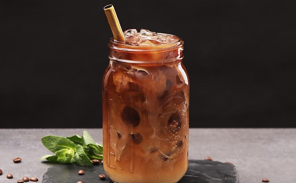 Reusable Boba Bubble Tea & Smoothie Cups – 2 Glass Wide Mouth 32oz Mason Jars