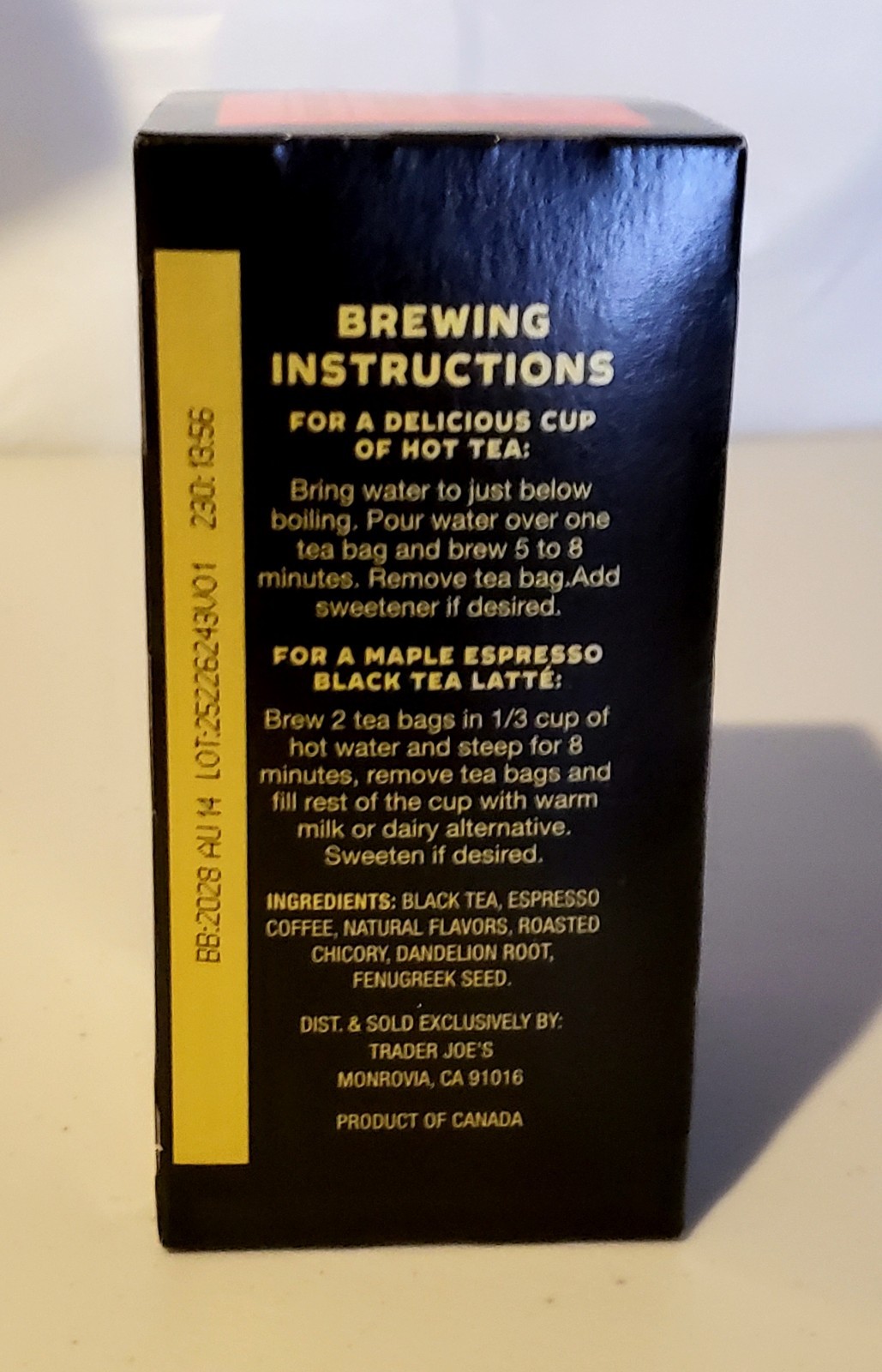 Two Boxes Trader Joe’s Maple Espresso Black Tea Blend (20×2=40 Tea Bags)