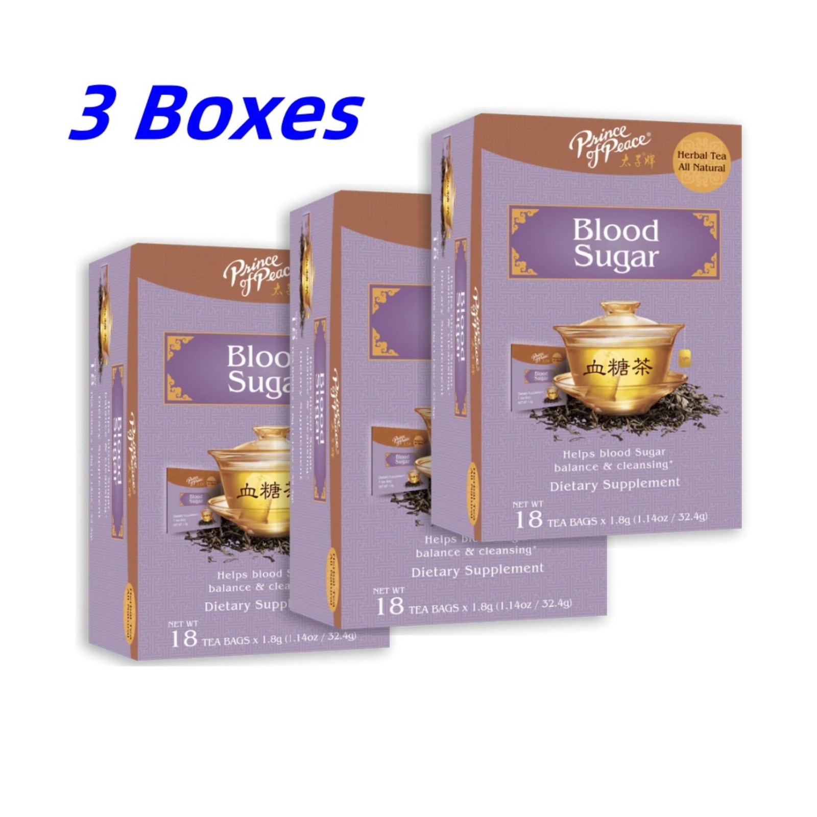 Prince of Peace Blood Sugar Tea (3 Boxes) Natural Approach To Sugar Balance