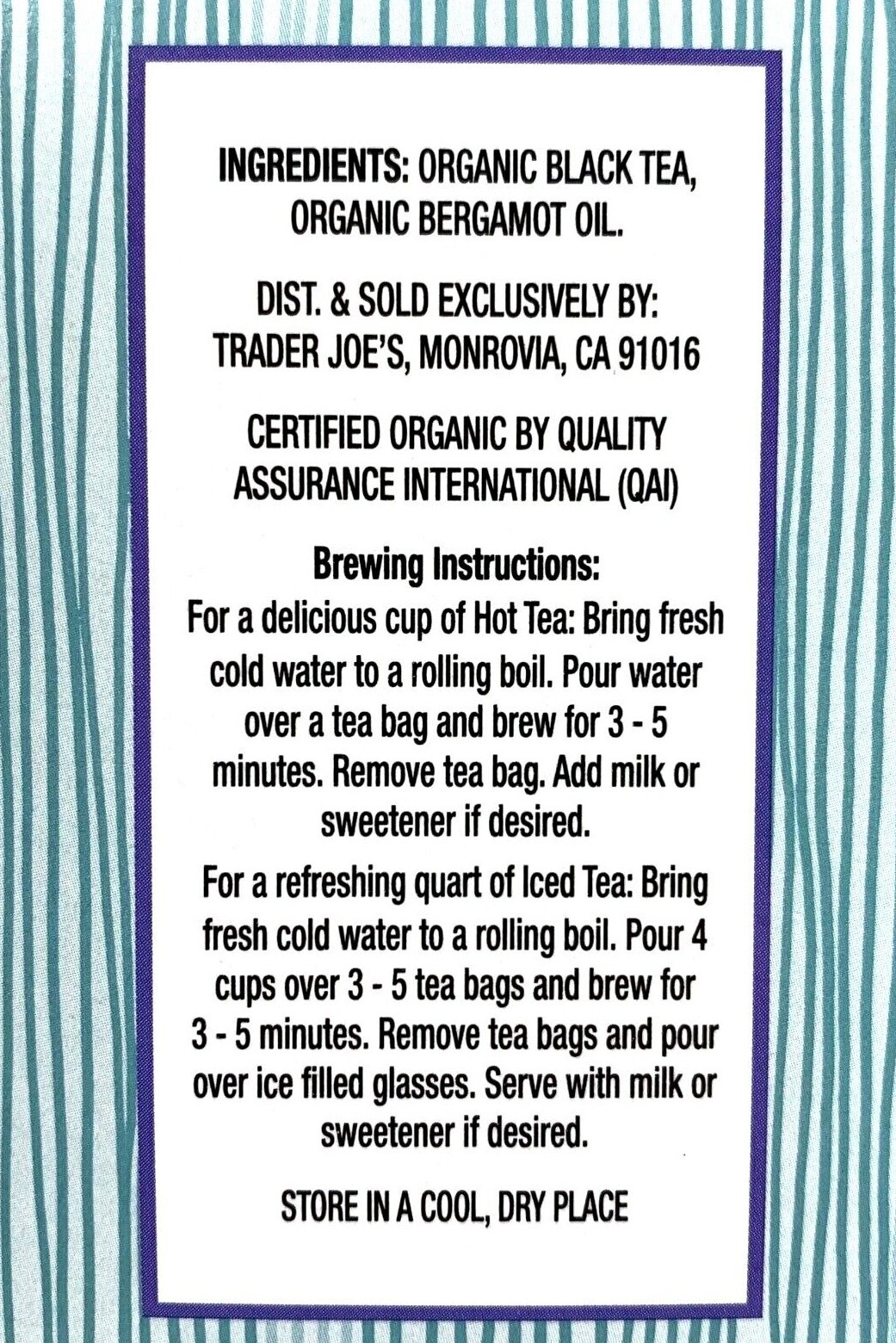 Trader Joe’s Organic Earl Grey Black Tea w/ Bergamot Orange Choose 1-4 Boxes