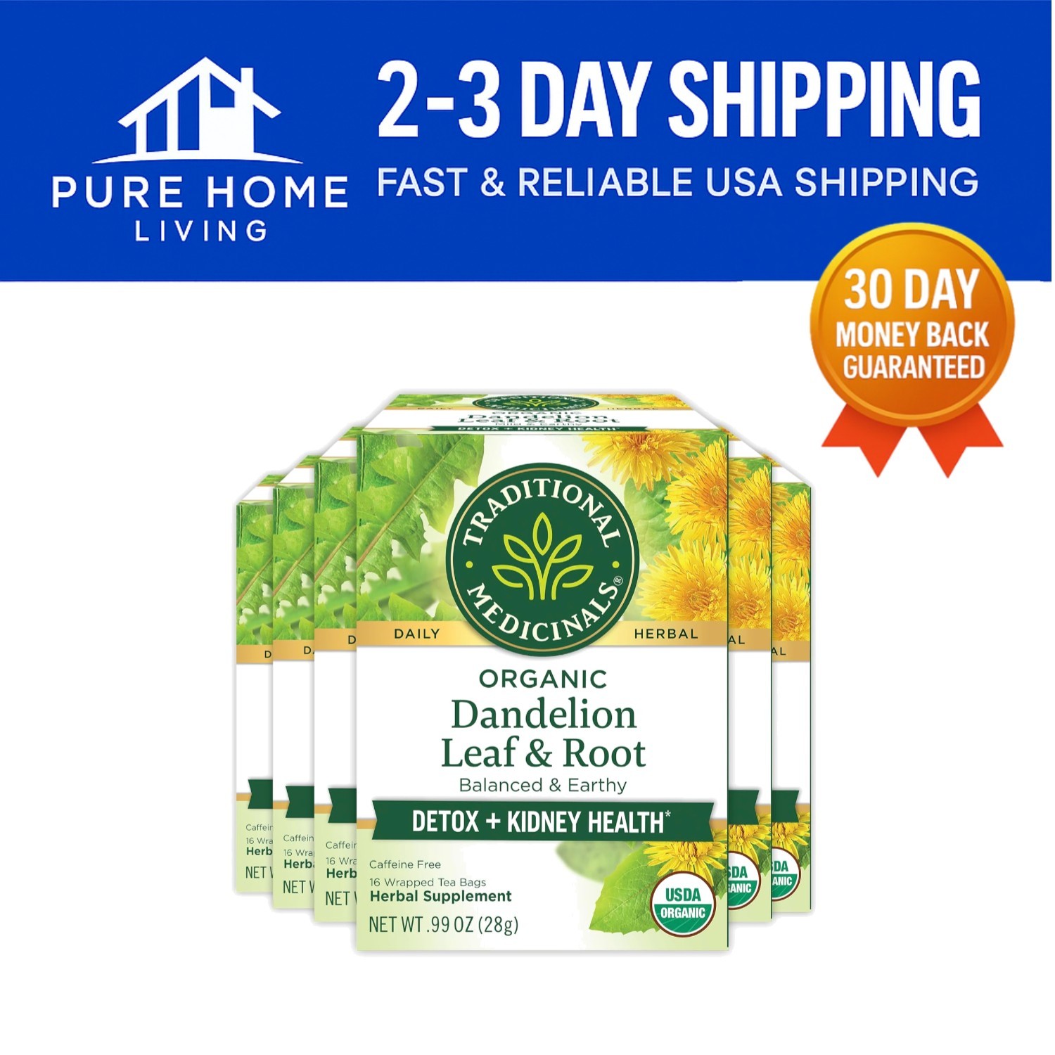 Sustainably Sourced Organic Dandelion Leaf & Root Tea – 96 Bags for Wellness