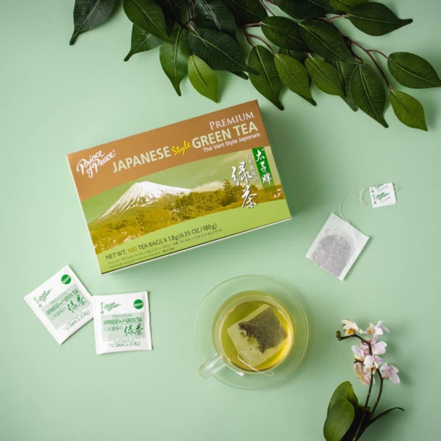 Premium Japanese Style Green Tea, 100 Tea Bags Each Box -Prince of Peace