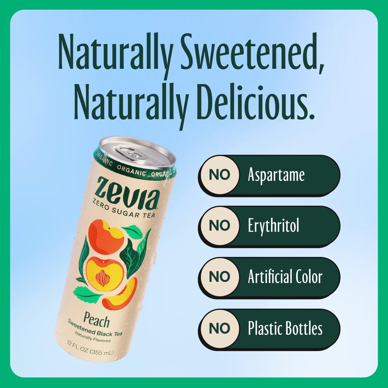 Zevia Zero Sugar Tea, Black Tea with Peach, 12 oz Cans 12Pack – Naturally Swe…