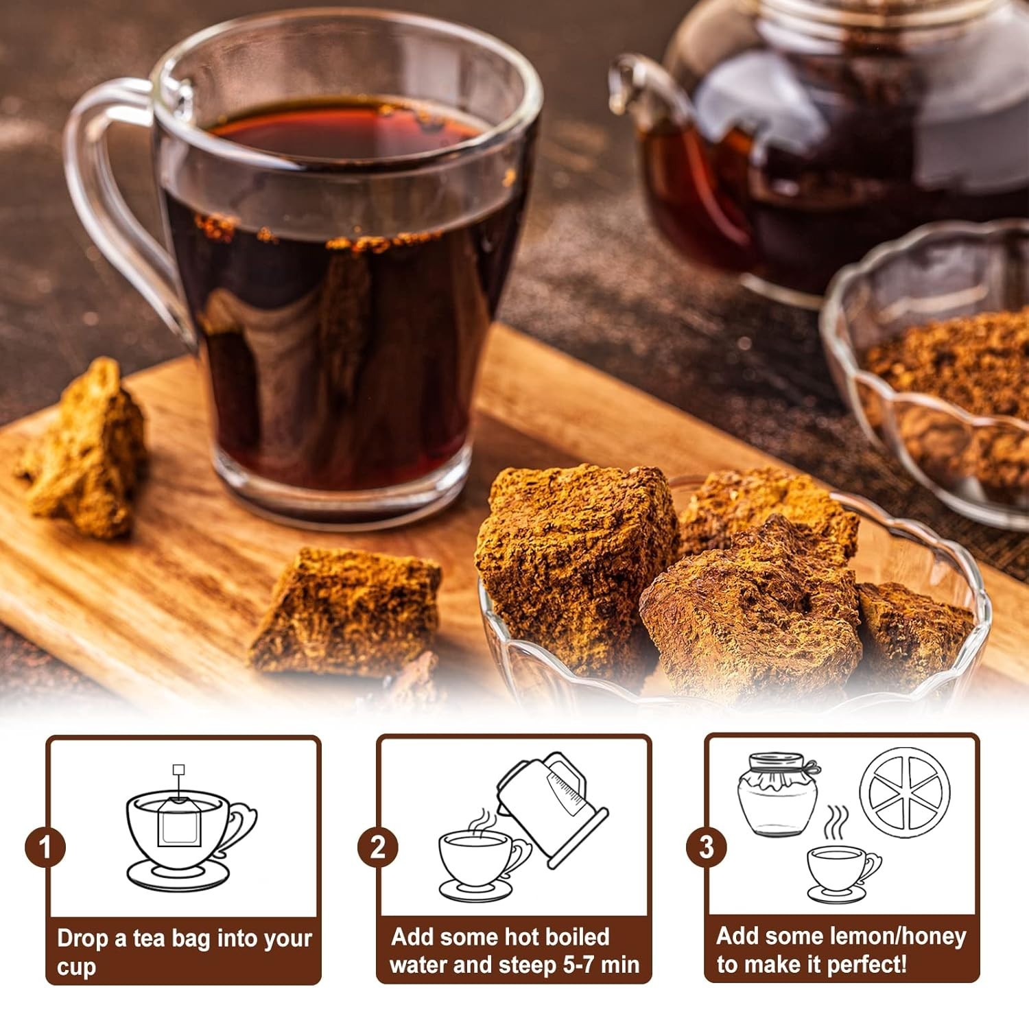 Chaga Tea – 2g x 40 Count – Wild Harvest from Siberia – 100% Pure Natural Cha…