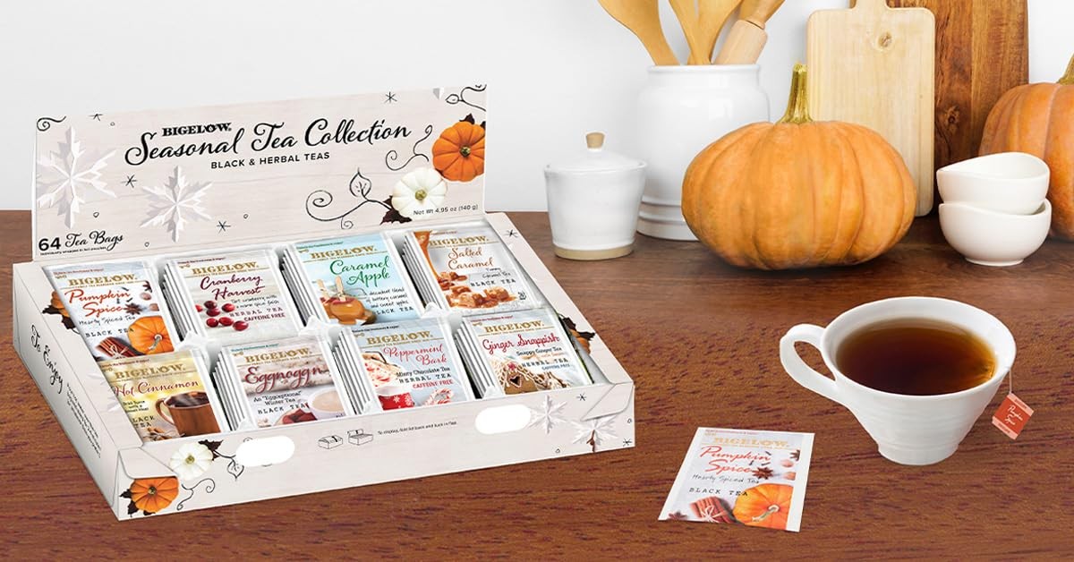 Bigelow Tea Seasonal Collection Variety Gift Box Sampler 64 Tea Bags (Pack of 2)