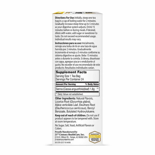 Herbal Slimming Tea Honey Lemon 24 Bags By 21st Century
