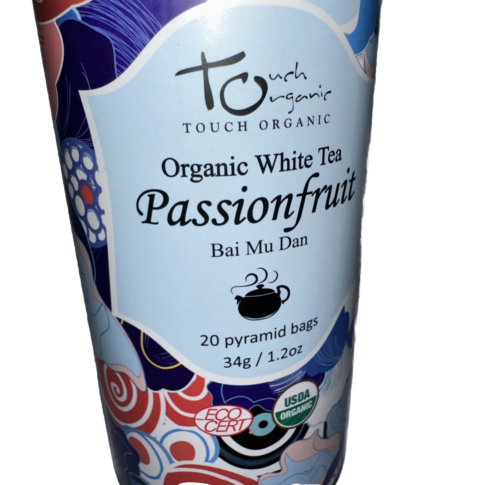 Touch Organic WHITE TEA 🫖PASSION FRUIT ‘BAI MU DAN’ 20Pyramid Bags USDA ORGANIC