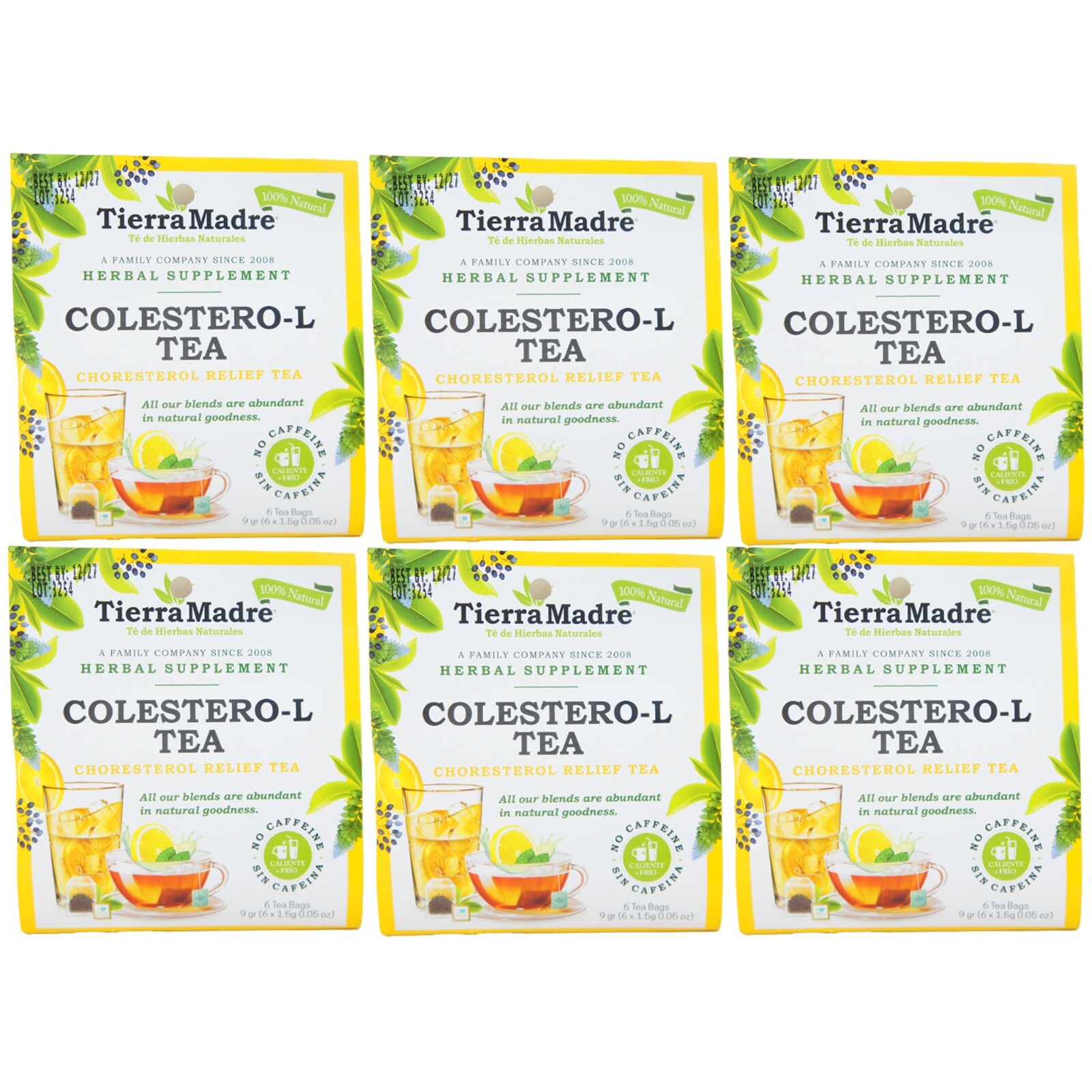 Tierra Madre Colesterol-L Tea Relief – Herbal Supplement 6 tea bag (6 Pack)