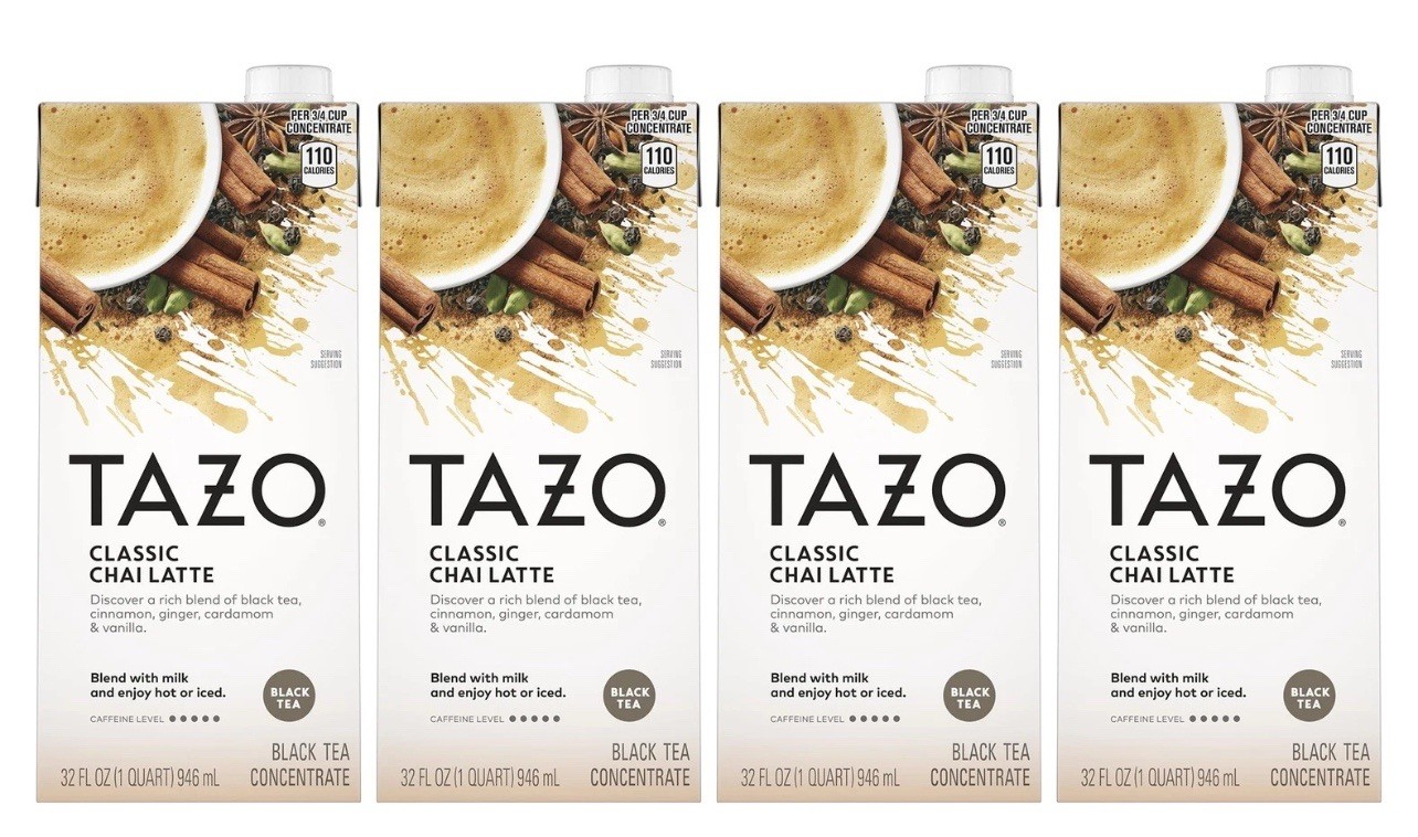 Tazo Skinny Latte Tea Concentrate 32 oz (Pack of 6) Expires 08/10/2026 Lot