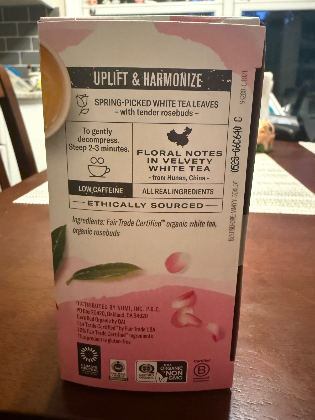 Numi organic tea bags White Rose- 6 boxes, 16 tea bags each box