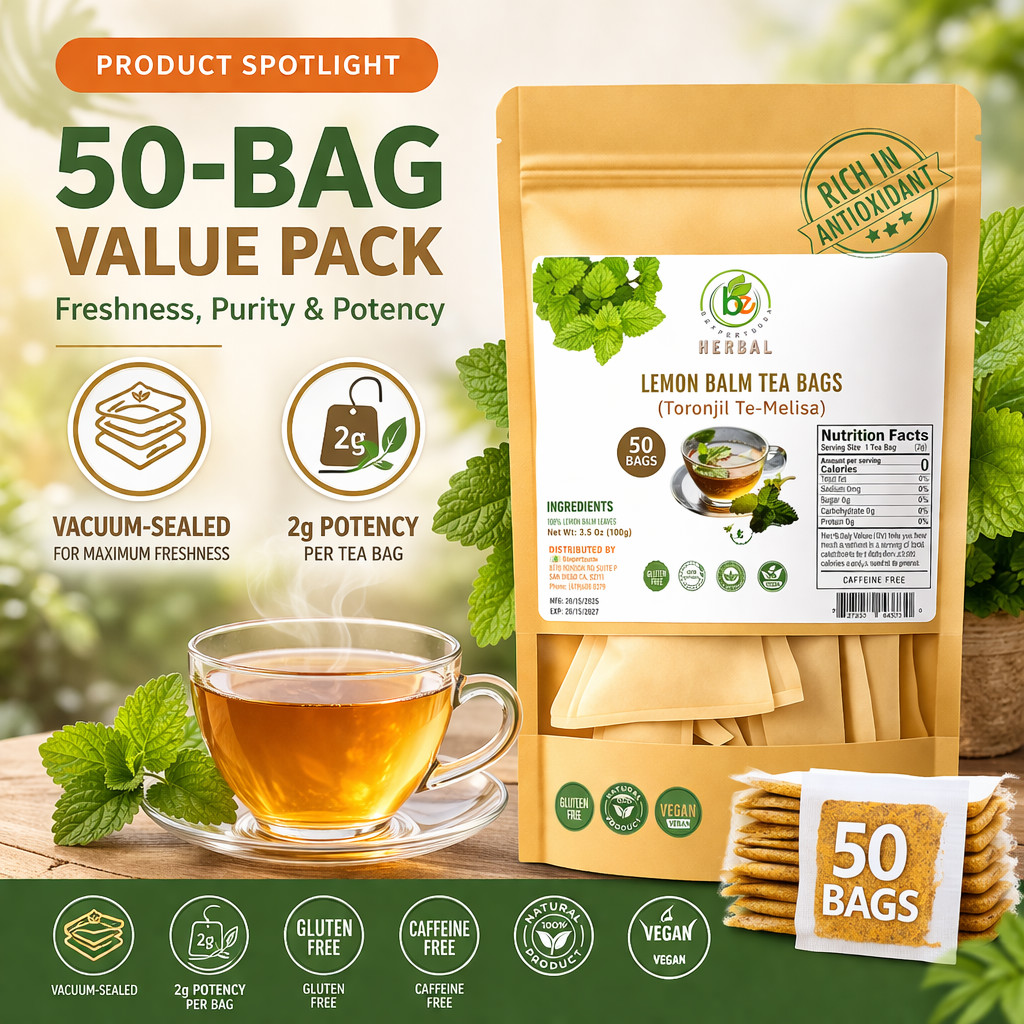 Toronjil (Lemon Balm) Herbal Tea – 50 Bags (2 g Each) – 100% Natural by Bexperts