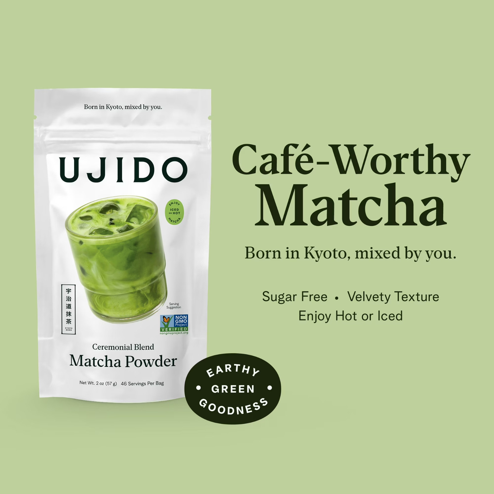 Ujido Japanese Matcha Green Tea Powder Ceremonial Blend 2 oz Authentic Tea
